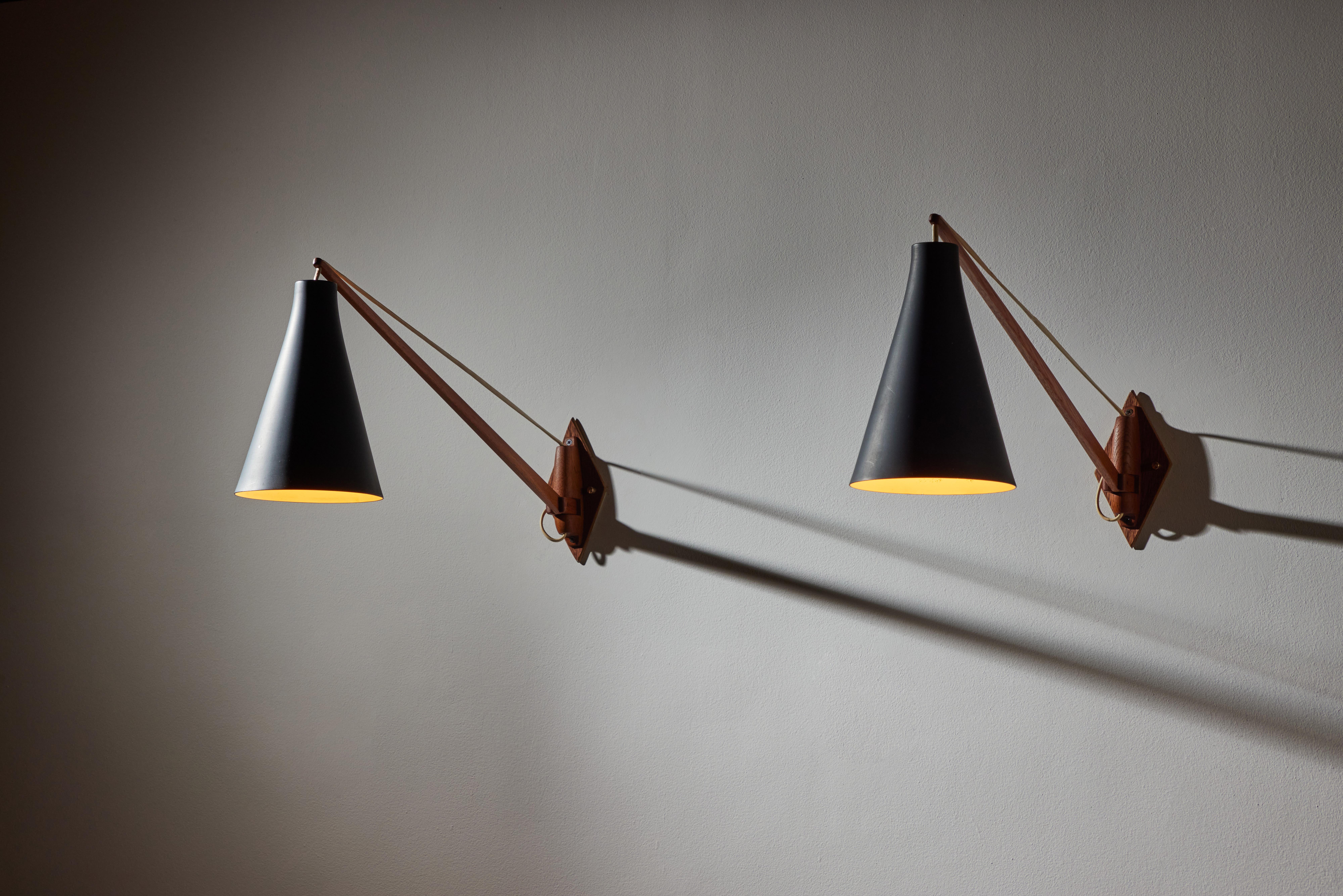 Swedish Pair of Wall Lights by Uno and Östen Kristiansson for Luxus