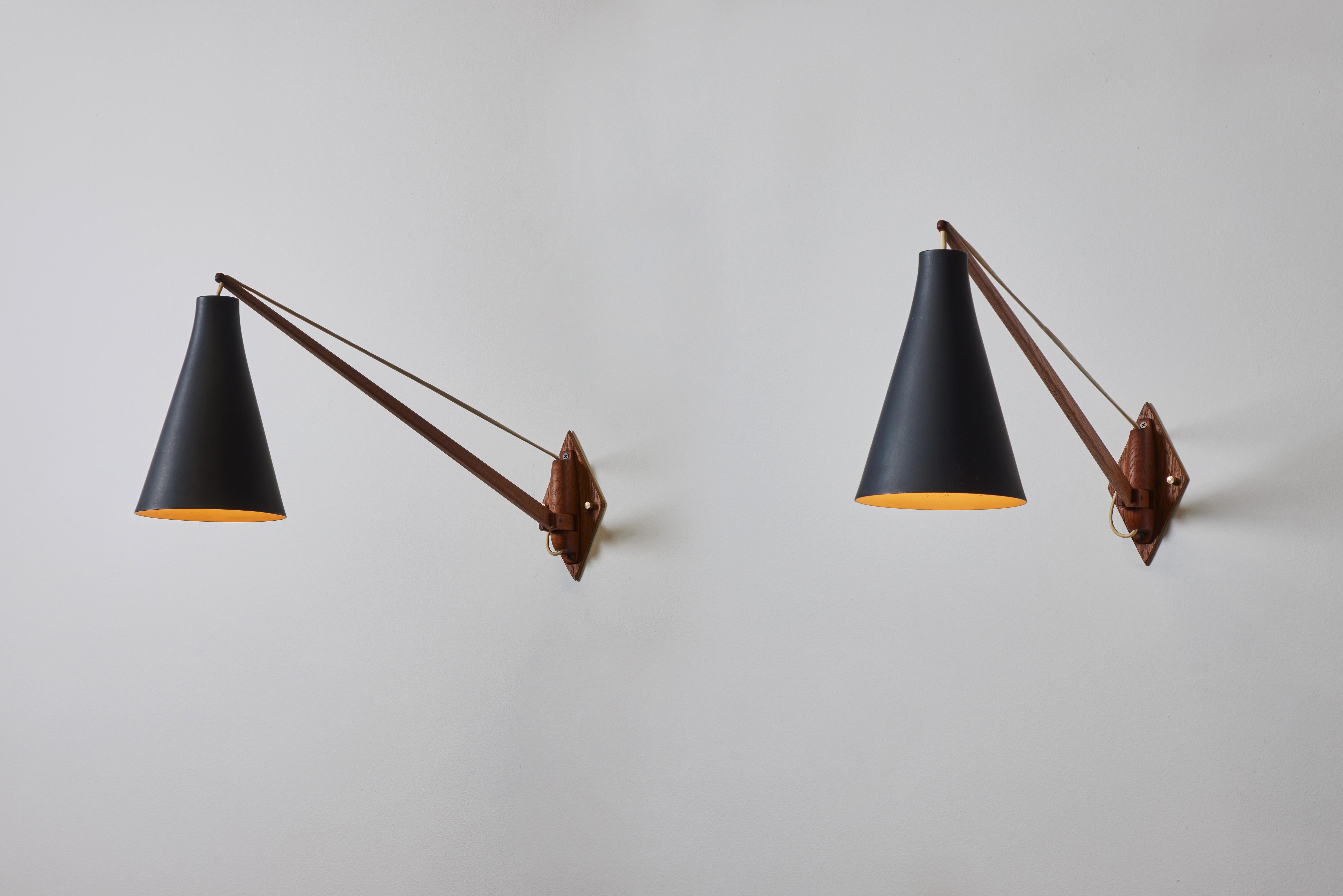 Pair of Wall Lights by Uno and Östen Kristiansson for Luxus In Good Condition In Los Angeles, CA