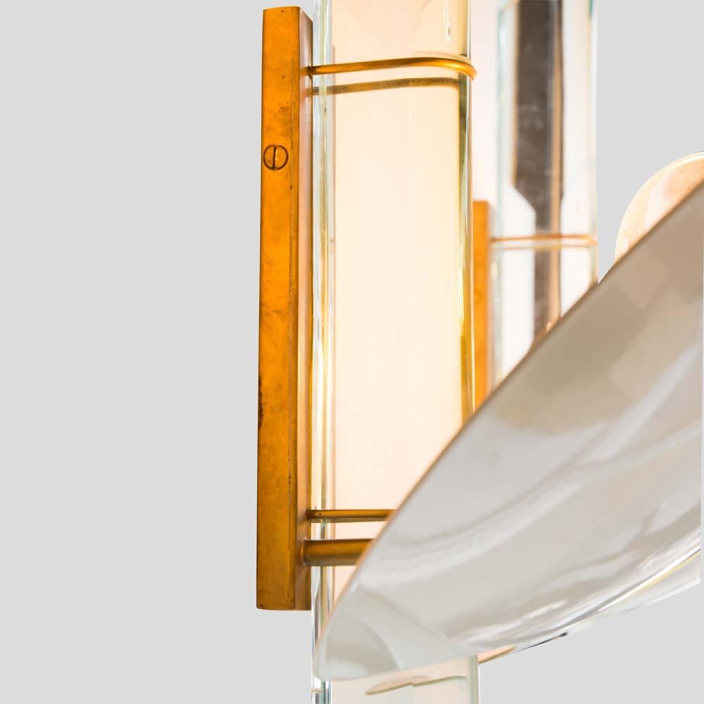 Contemporary Pair of Wall Lights Cream Enamelled Shades Clear Glass Design by Roberto Rida