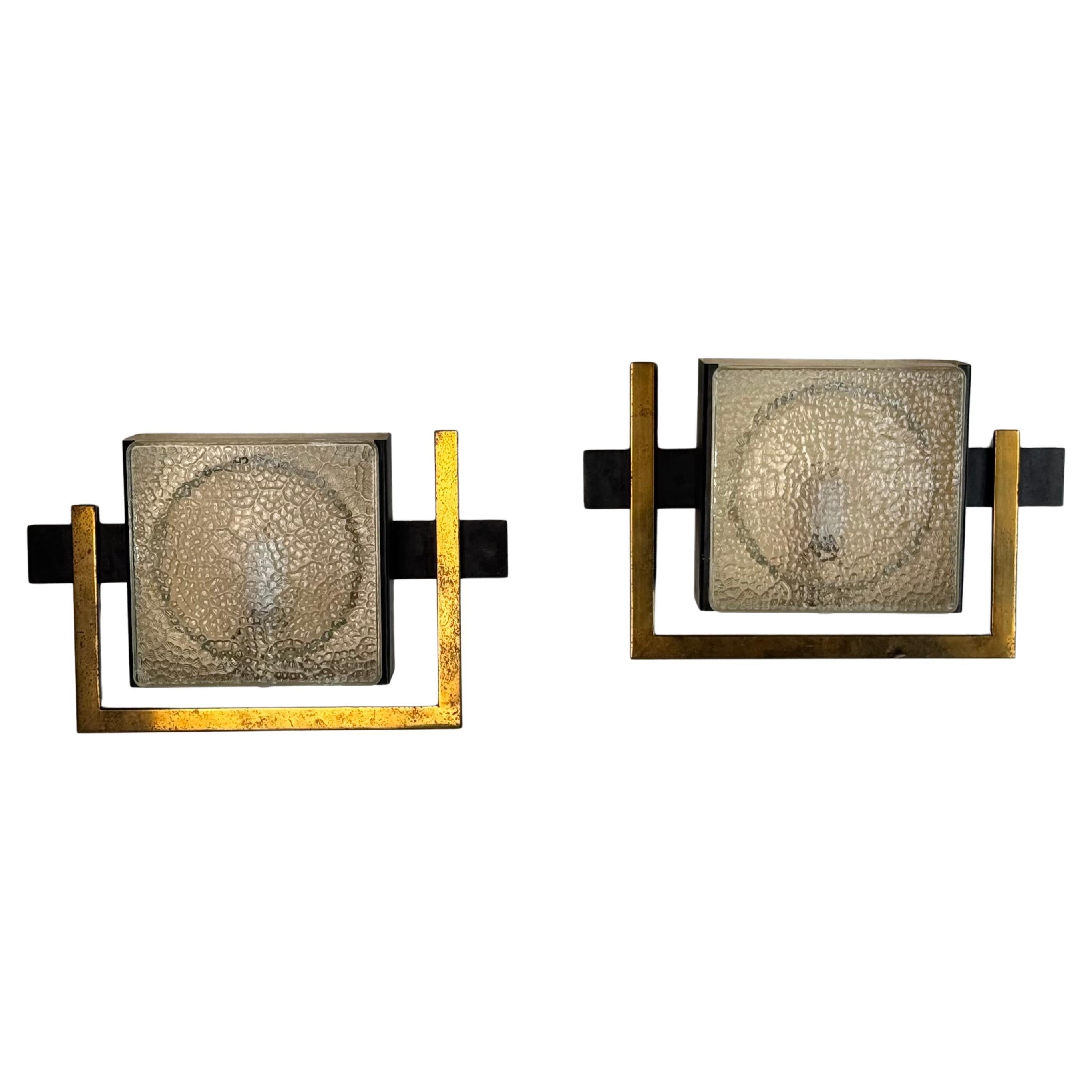 Pair of Wall Lights Designed by Jacques Adnet, From the Nevada line, France, 50s