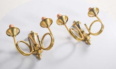 Pair of Wall Lights in Brass with Two Arms
