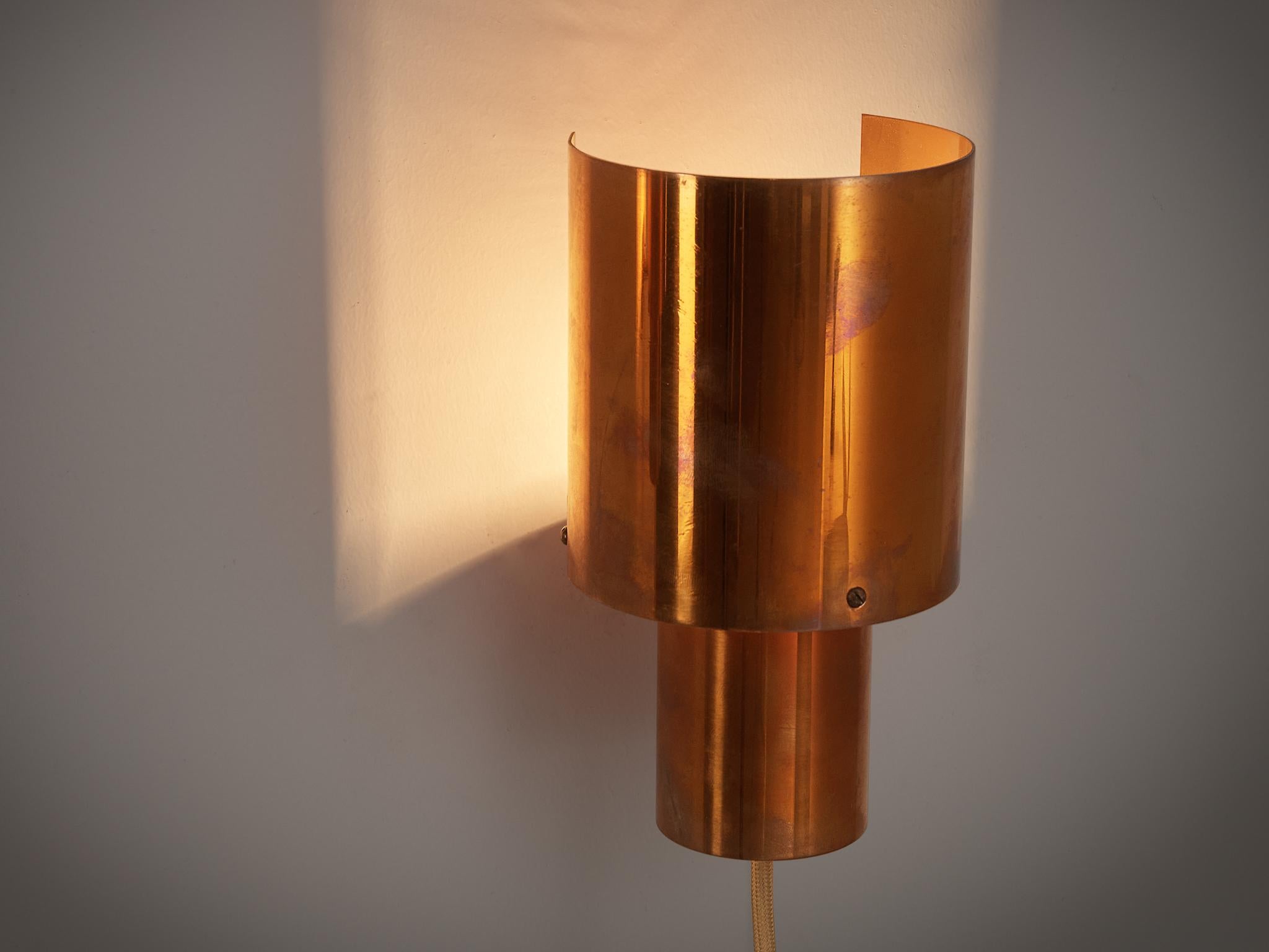 Mid-Century Modern Pair of Wall Lights in Copper