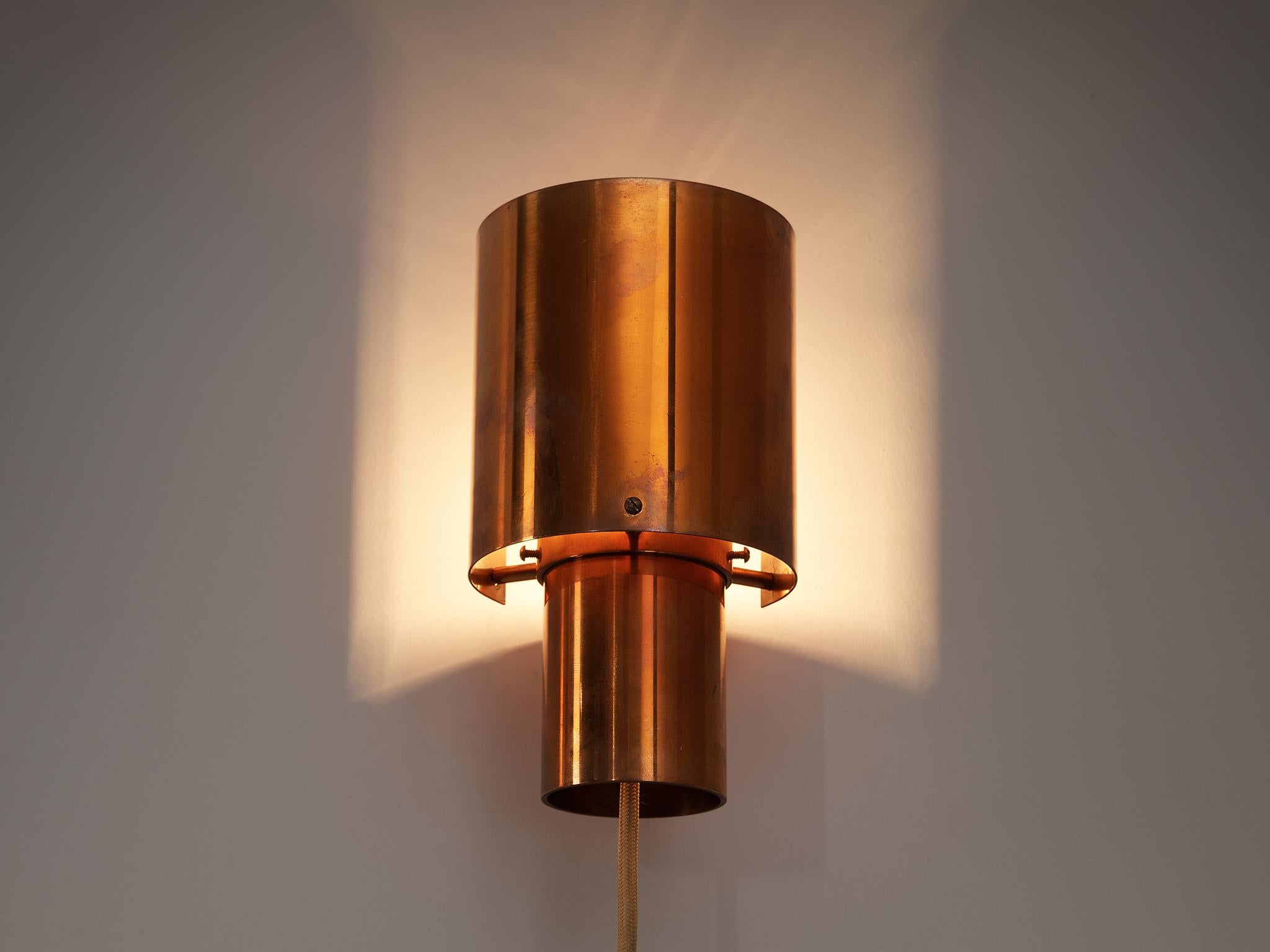 Swedish Pair of Wall Lights in Copper