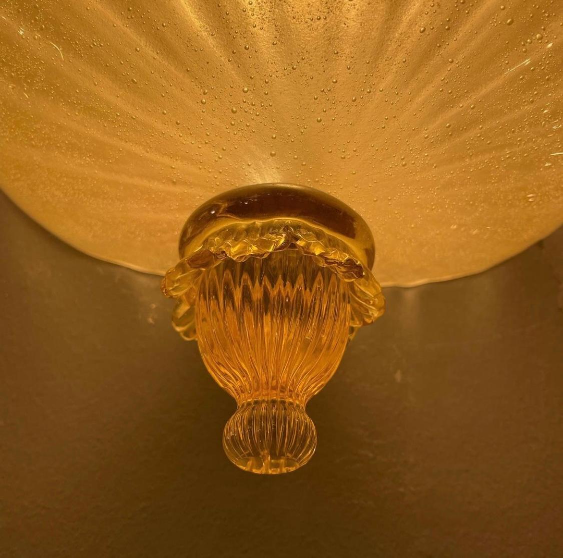 Pair of Wall Lights in Murano with Gold Inclusion by Barovier&Toso, Italy 1930s 2