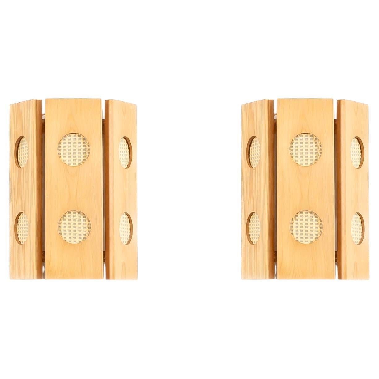 Pair of Wall Lights in Pine, Norway, 1960s