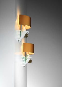 Pair of wall lights in plaster with ram decoration from the 50's