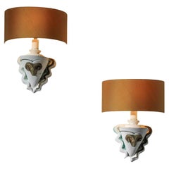 Pair of wall lights in plaster with ram decoration from the 50's