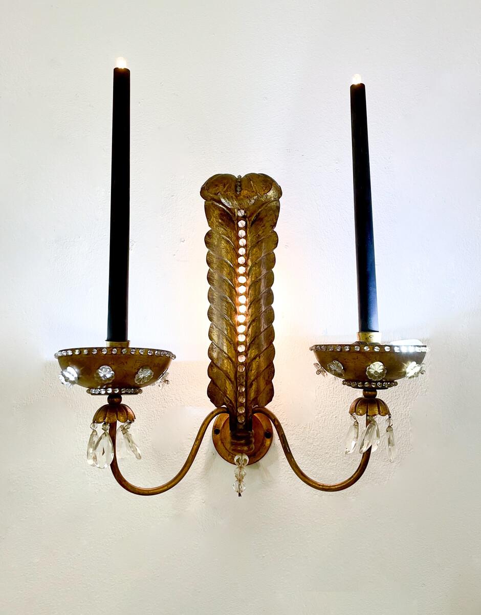 Pair of wall lights in the style of Baguès, France, 1940s.