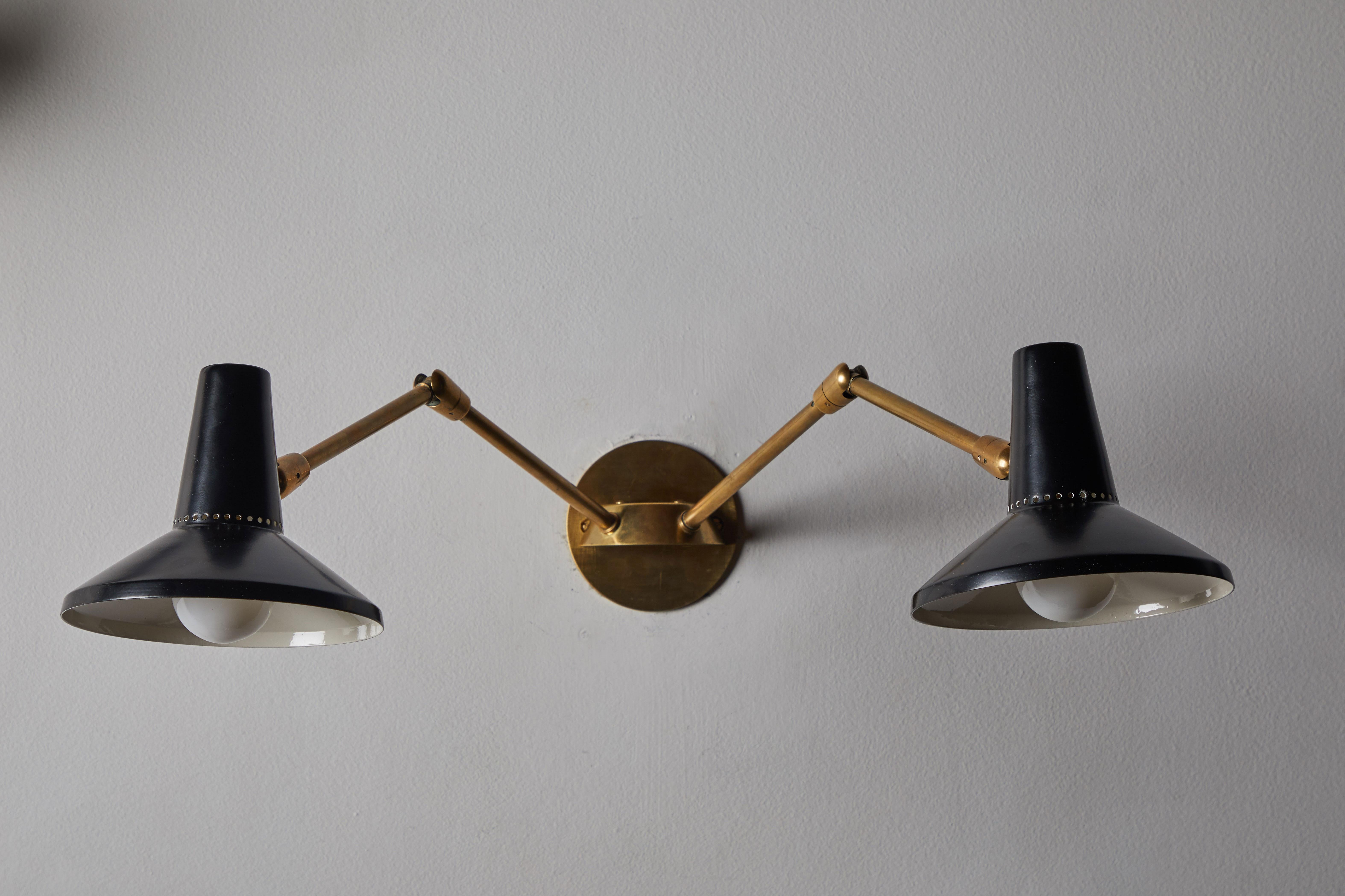 Brass Pair of Wall Lights in the Style of Giuseppe Ostuni for O-Luce