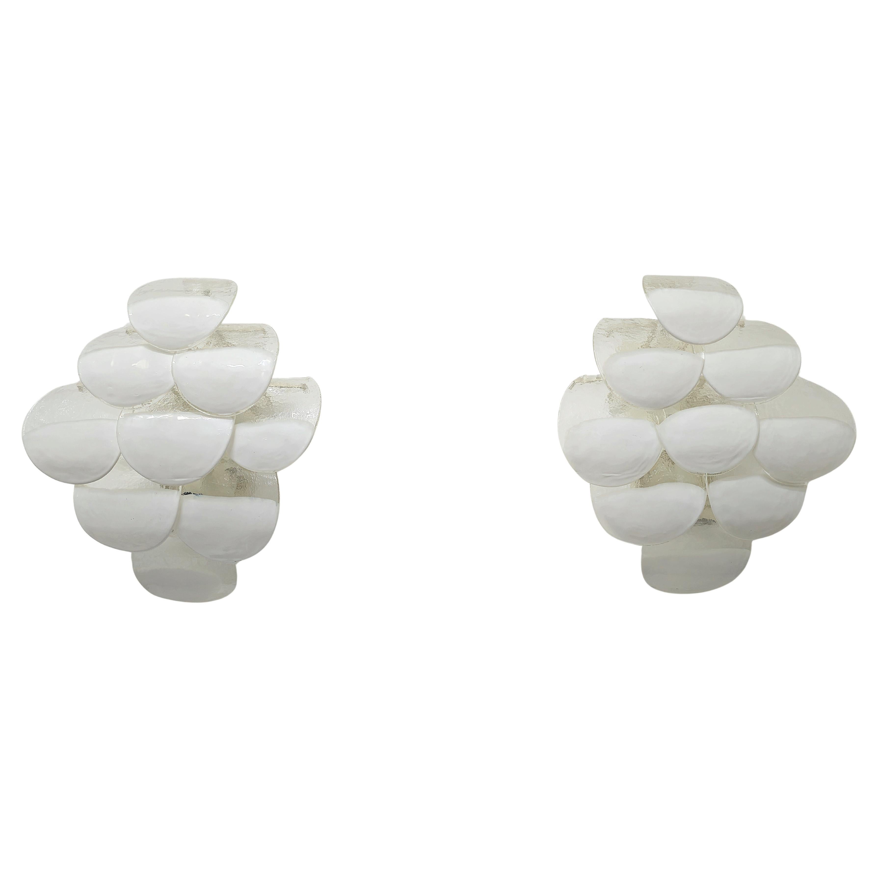 Pair of Wall Lights  Lamps Carlo Nason  Mazzega Glass Midcentury  Italy 1970 For Sale