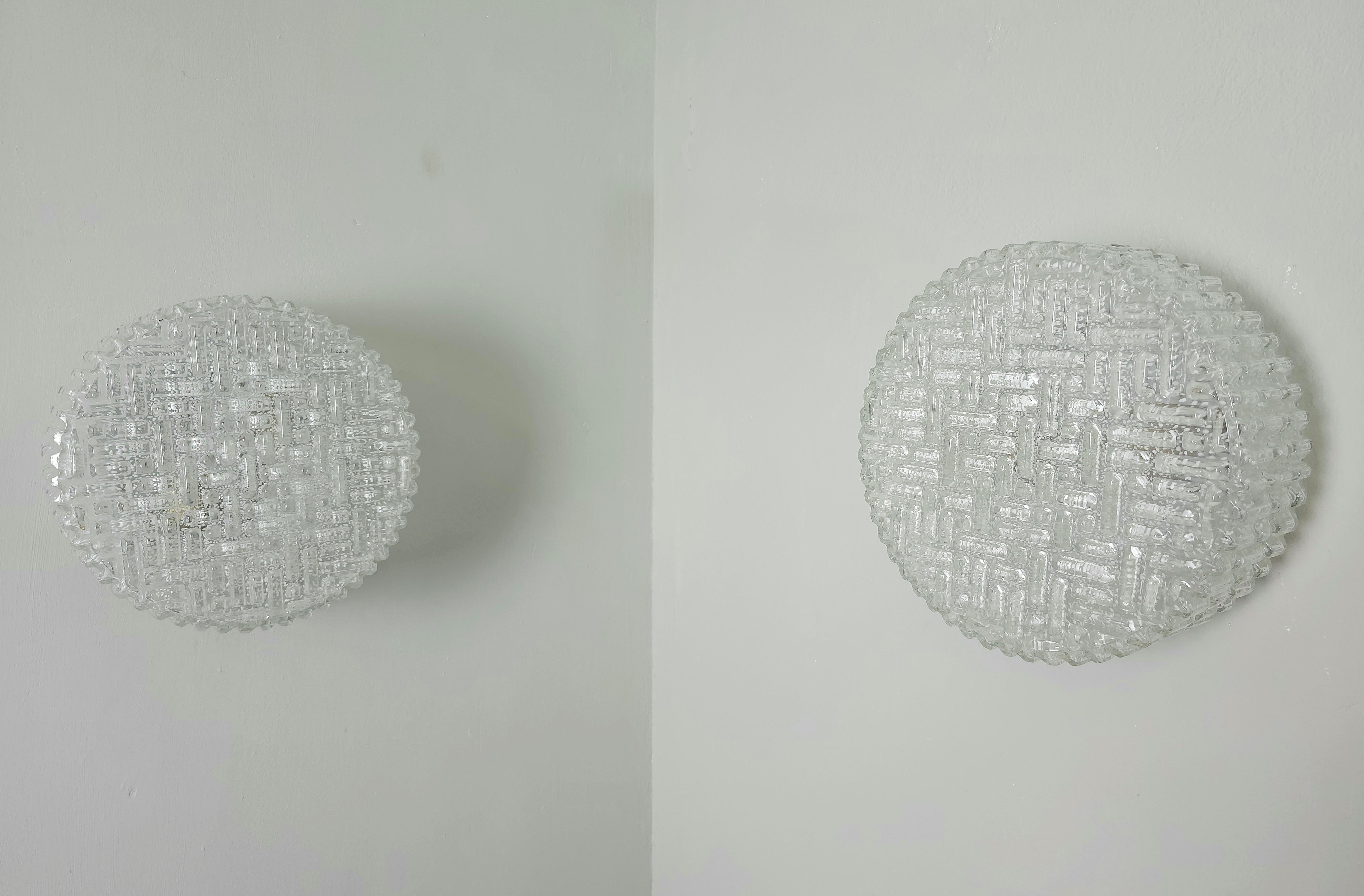 Paire de Wall Lights Mazzega Glass Midcentury Italian Design  1960s en vente 12