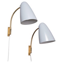 Paar Wandleuchten Modell 3054, Lisa Johansson-Pape, Stockmann-Orno, 1950er Jahre