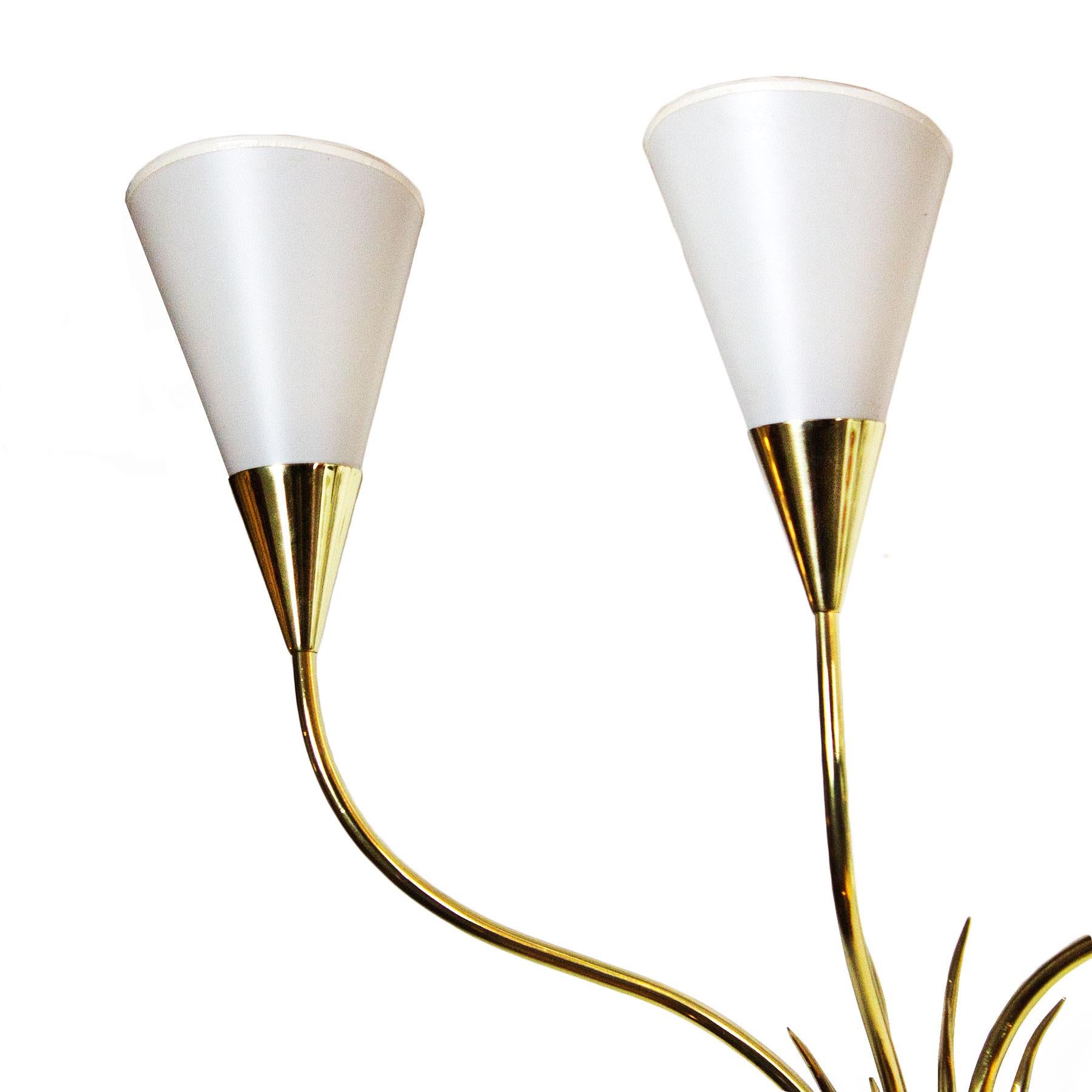 French Pair of Mid-Century Modern Wall Lights With Celluloid Lampshades - France For Sale