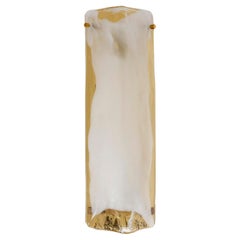 Pair of Wall Lights Sconces by J.T. Kalmar, Brass Clear Milk Murano Glass, 1970s