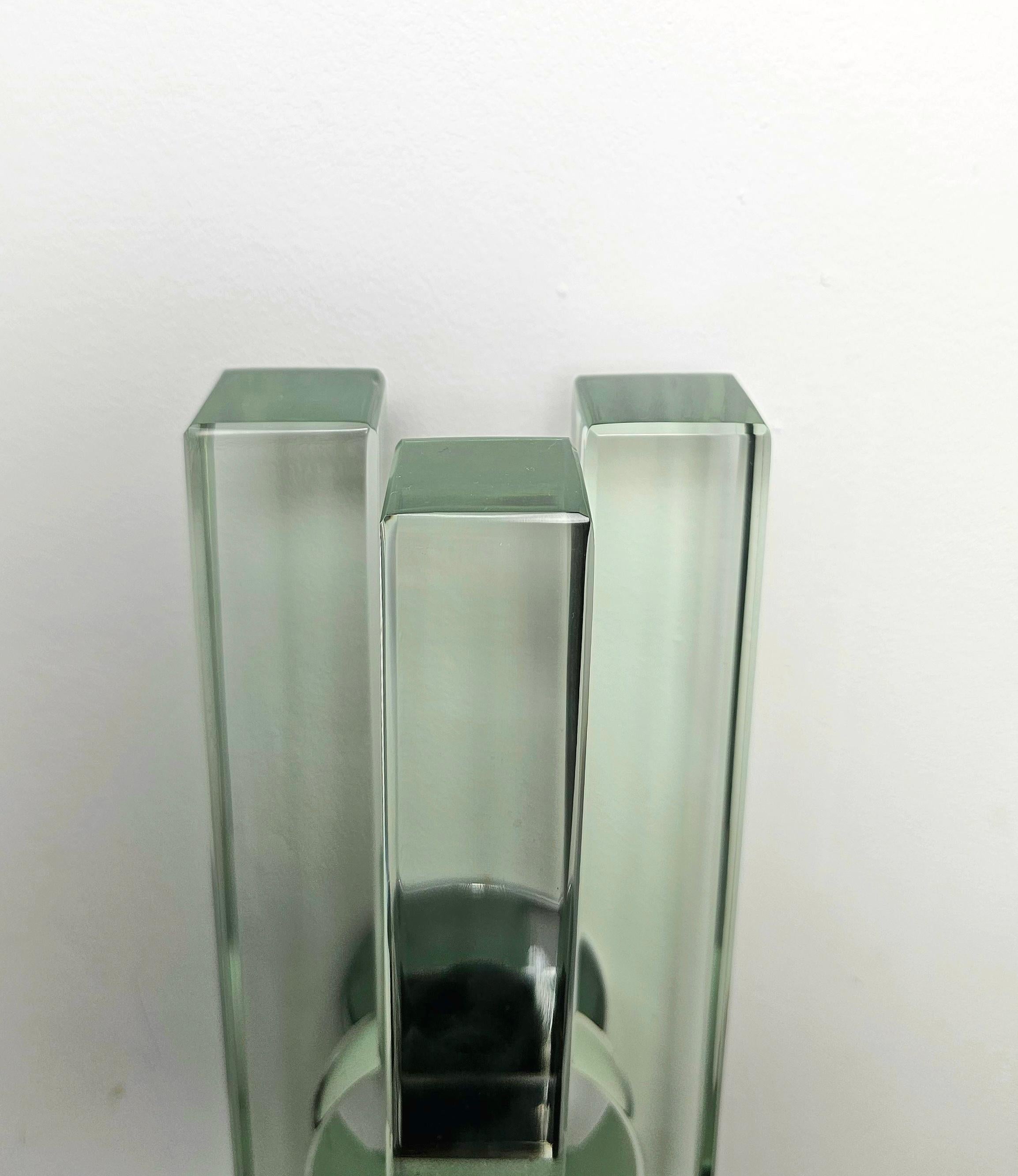 Pair of Wall Lights Sconces Crystal Glass Brass Gallotti e Radice Midcentury 70s 1