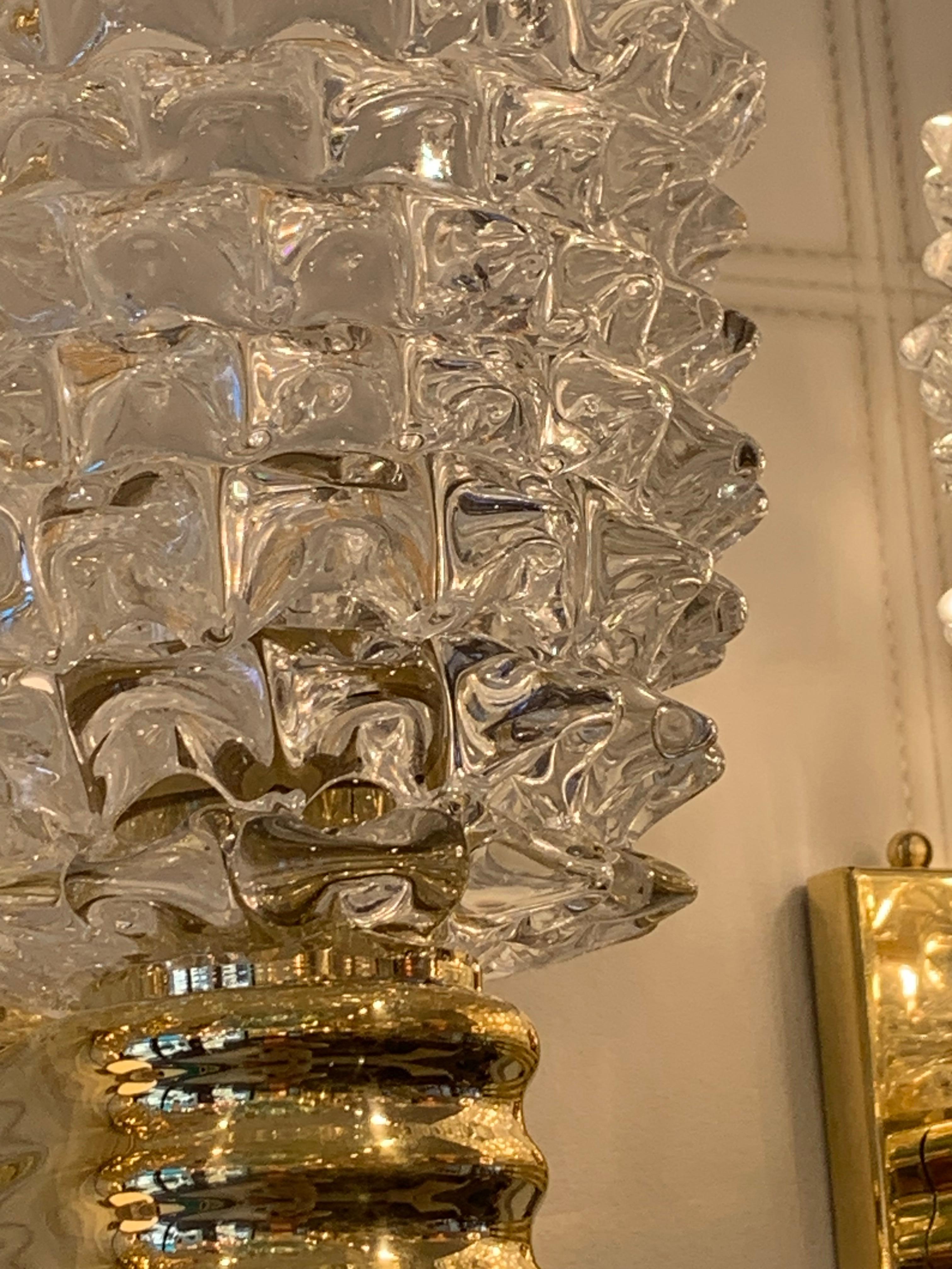 Paire d'appliques murales en verre de Murano Rostrato dans le style de Barovier en vente 3