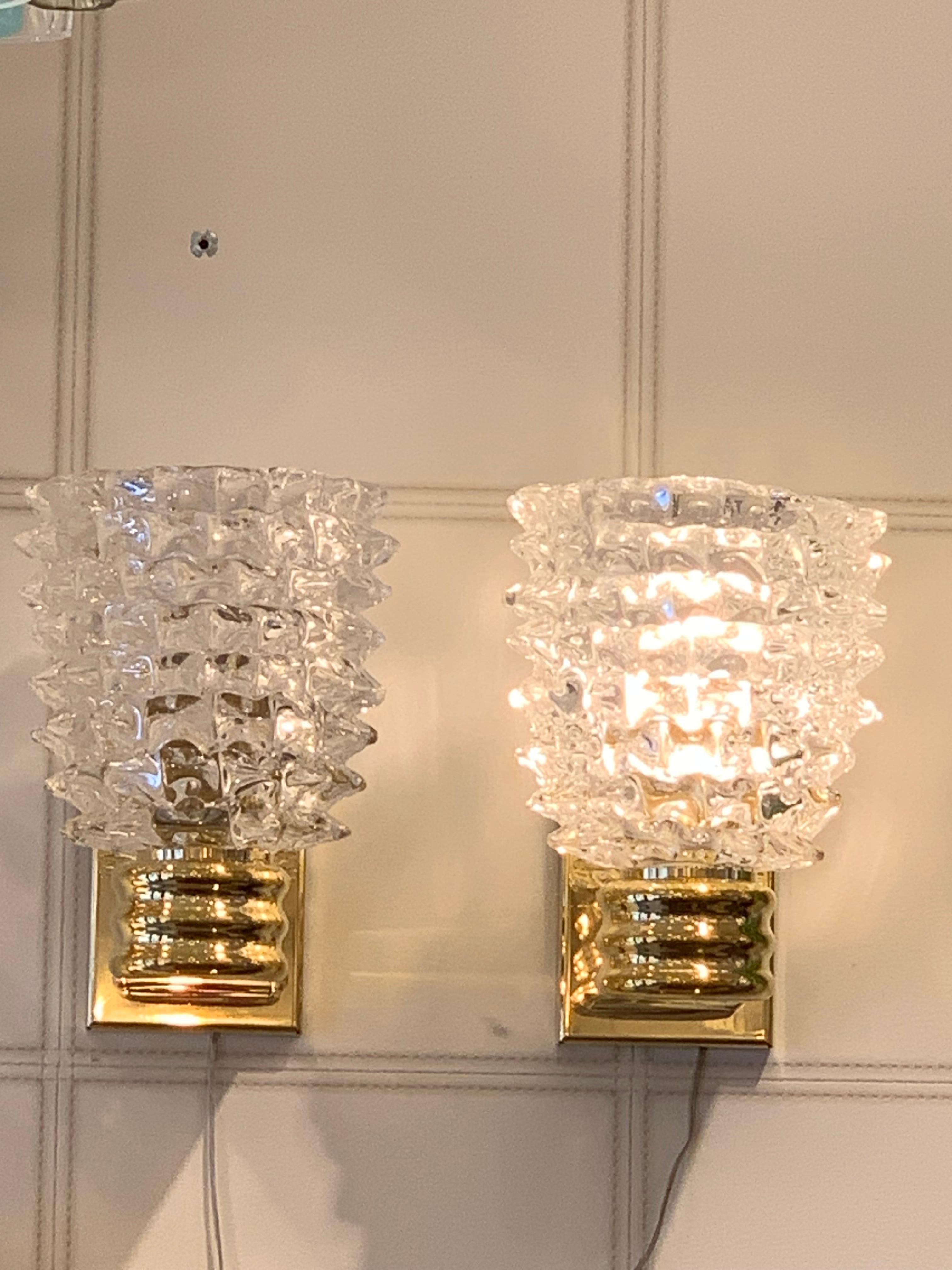 Paire d'appliques murales en verre de Murano Rostrato dans le style de Barovier en vente 4