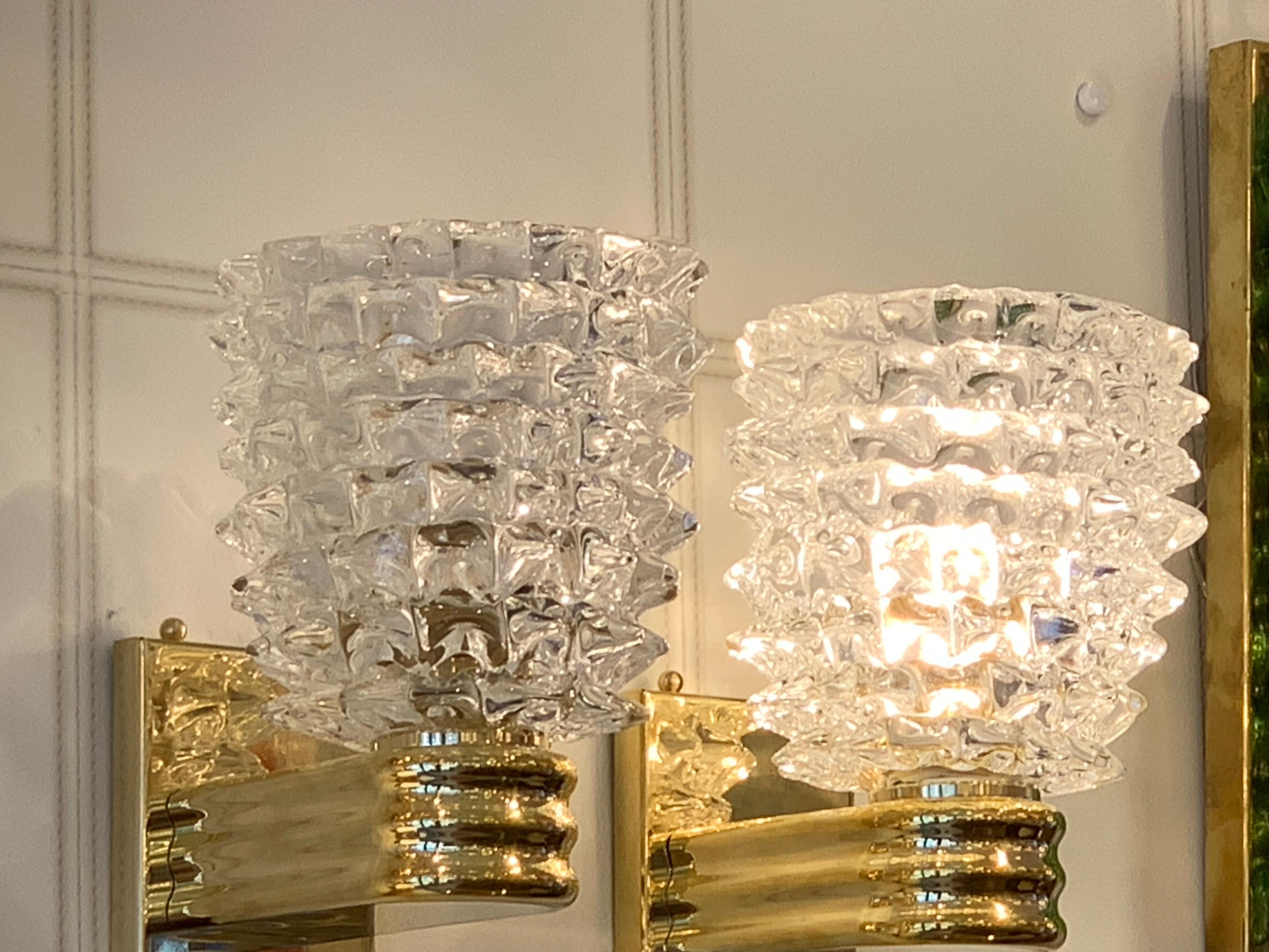 Paire d'appliques murales en verre de Murano Rostrato dans le style de Barovier en vente 6