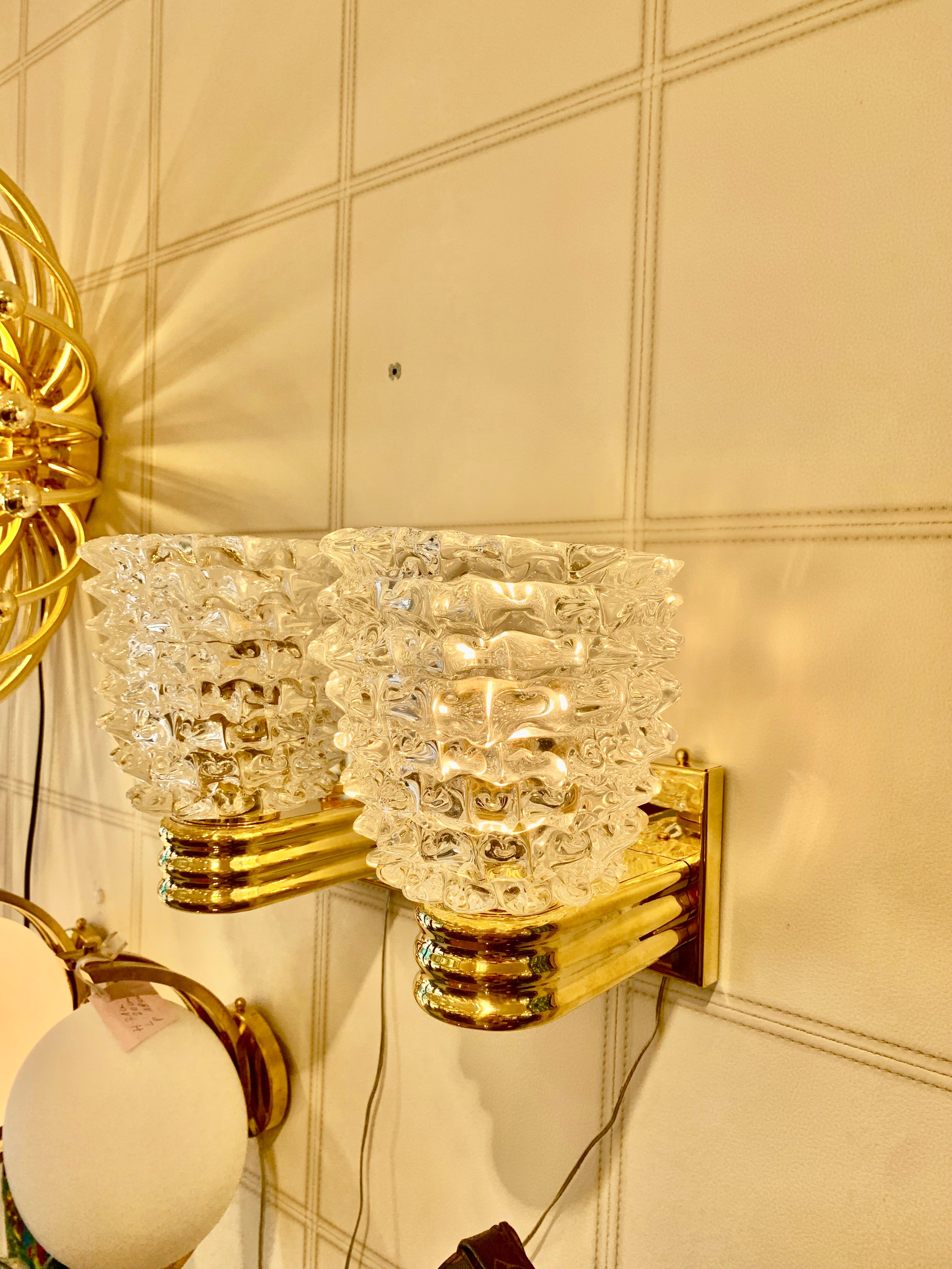 Paire d'appliques murales en verre de Murano Rostrato dans le style de Barovier en vente 7