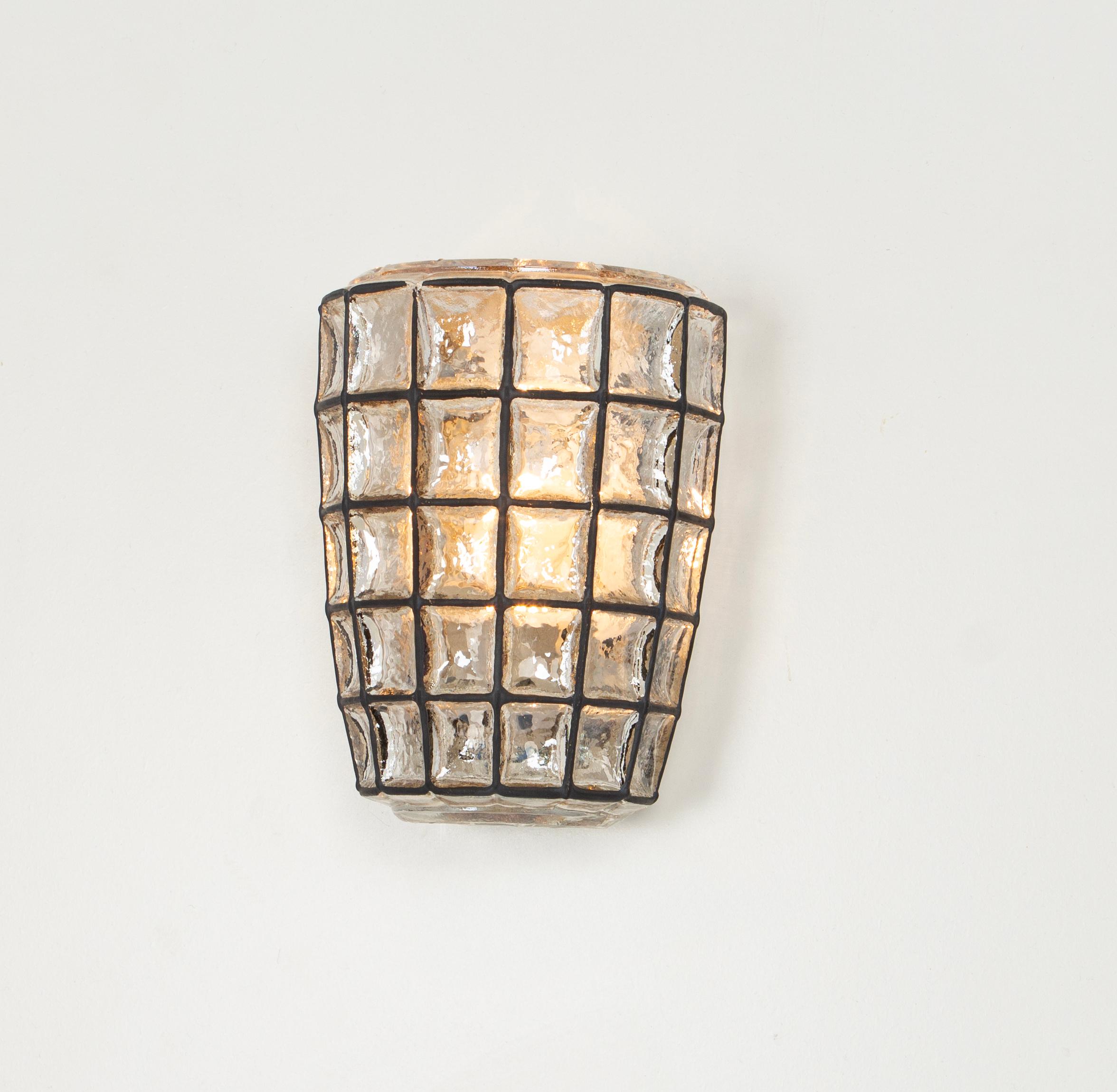 1 of 2 Pairs of  Wall Lights Sconces Iron Glass by Limburg, Germany, 1960s For Sale 4