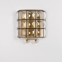 Pair of Wall Lights Sconces Iron Glass by Limburg, Germany, 1960s