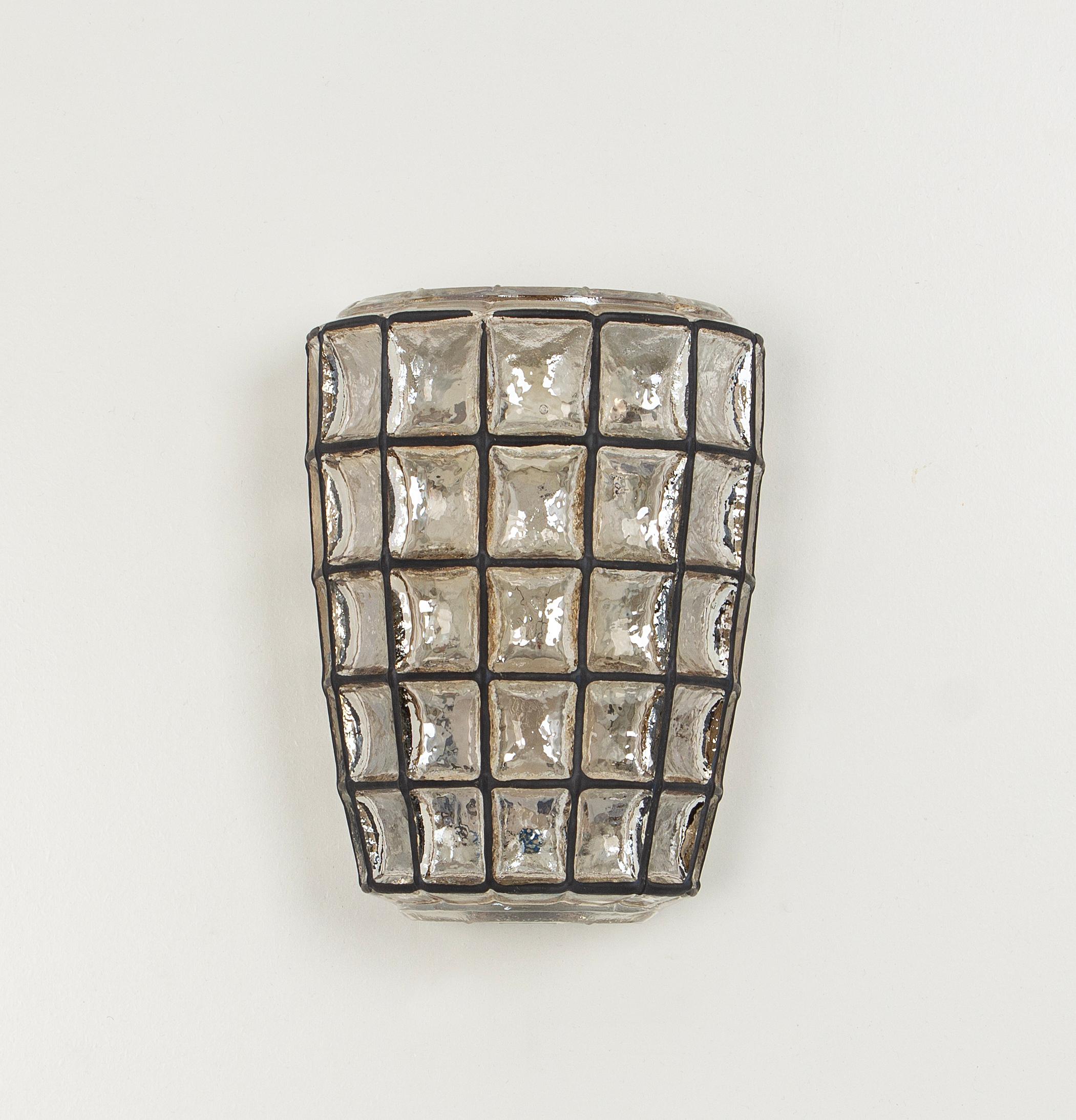 Mid-Century Modern 1 of 2 Pairs of  Wall Lights Sconces Iron Glass by Limburg, Germany, 1960s For Sale