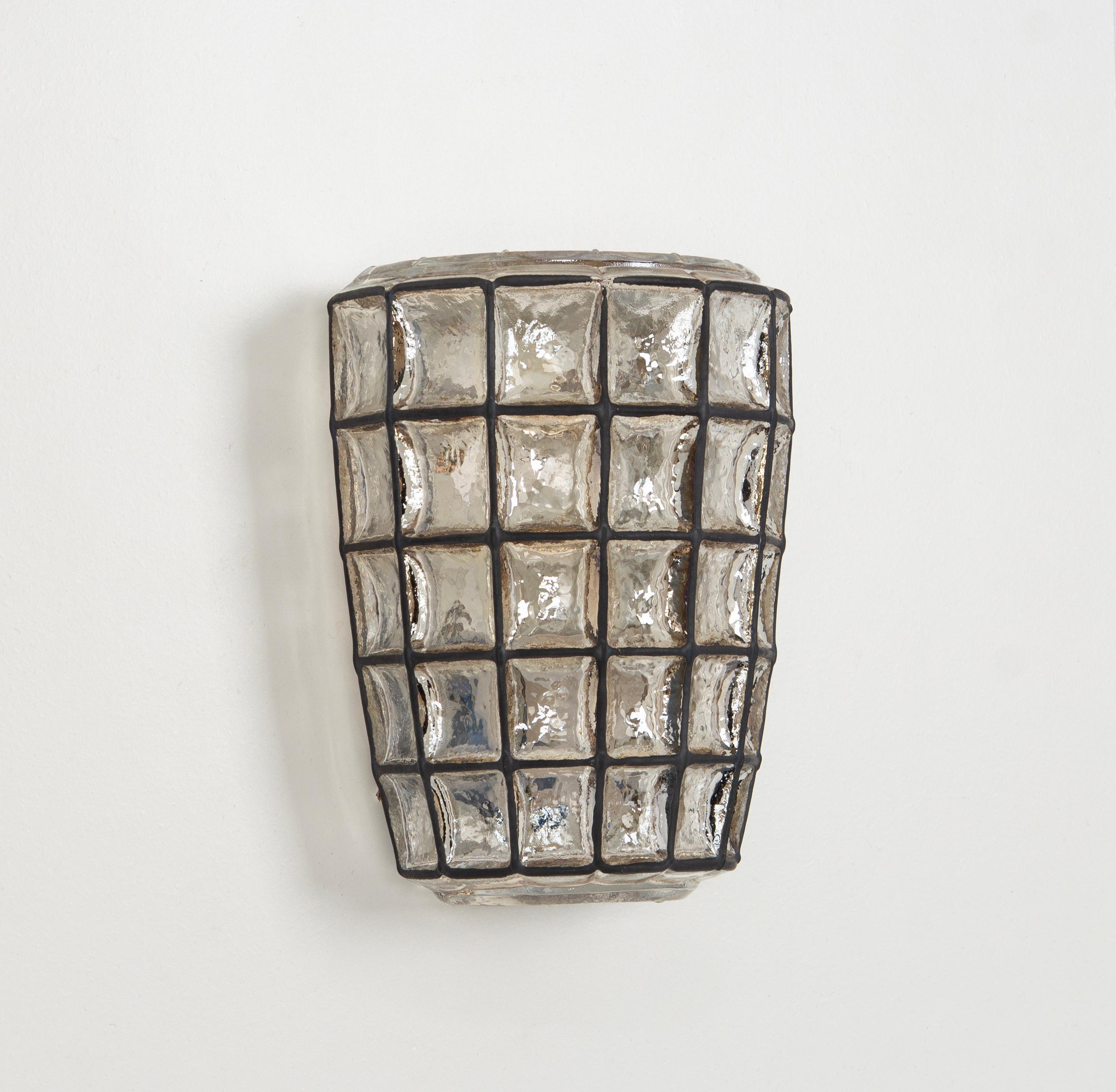 1 of 2 Pairs of  Wall Lights Sconces Iron Glass by Limburg, Germany, 1960s In Good Condition For Sale In Aachen, NRW