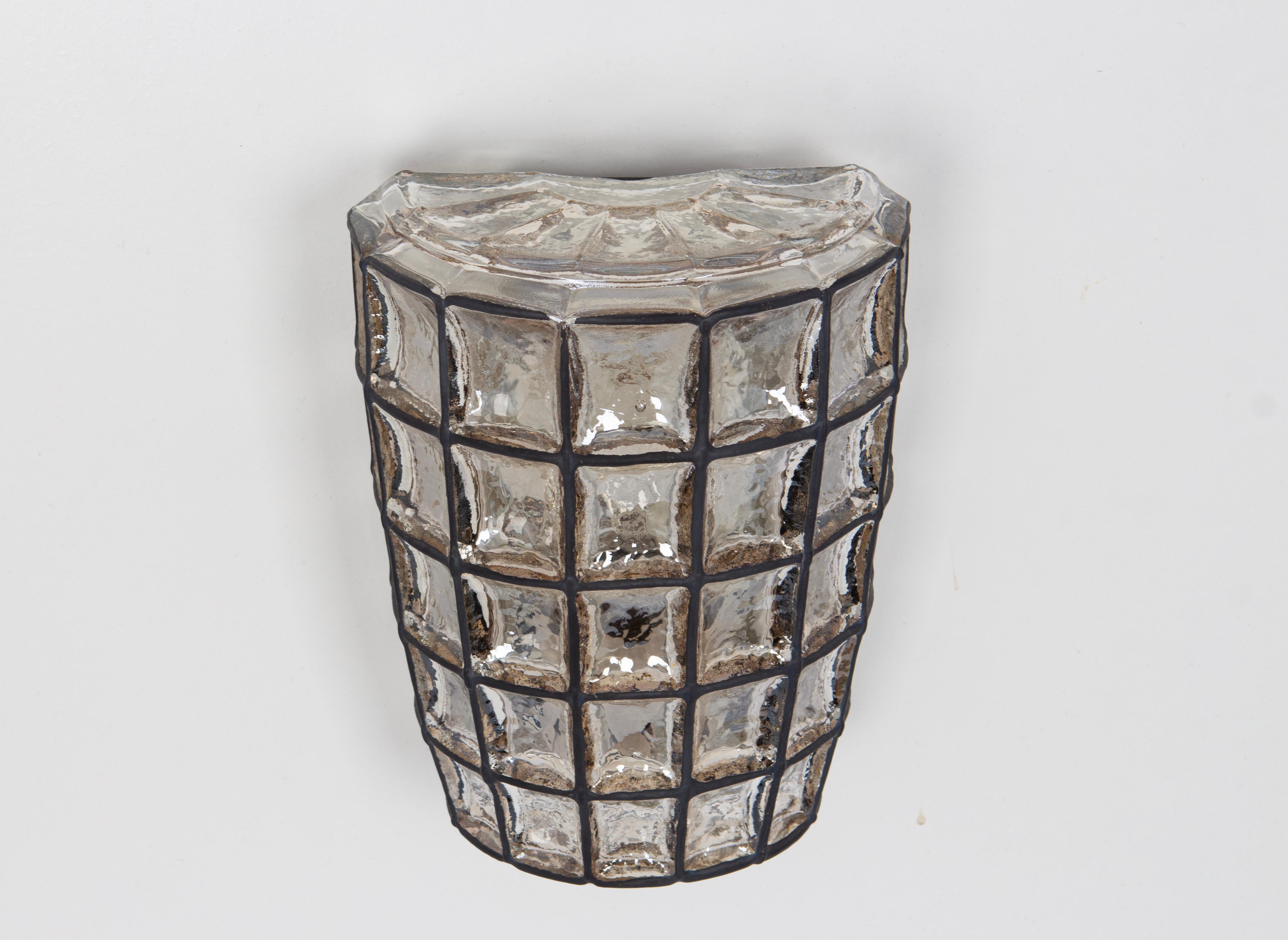 Mid-20th Century 1 of 2 Pairs of  Wall Lights Sconces Iron Glass by Limburg, Germany, 1960s For Sale
