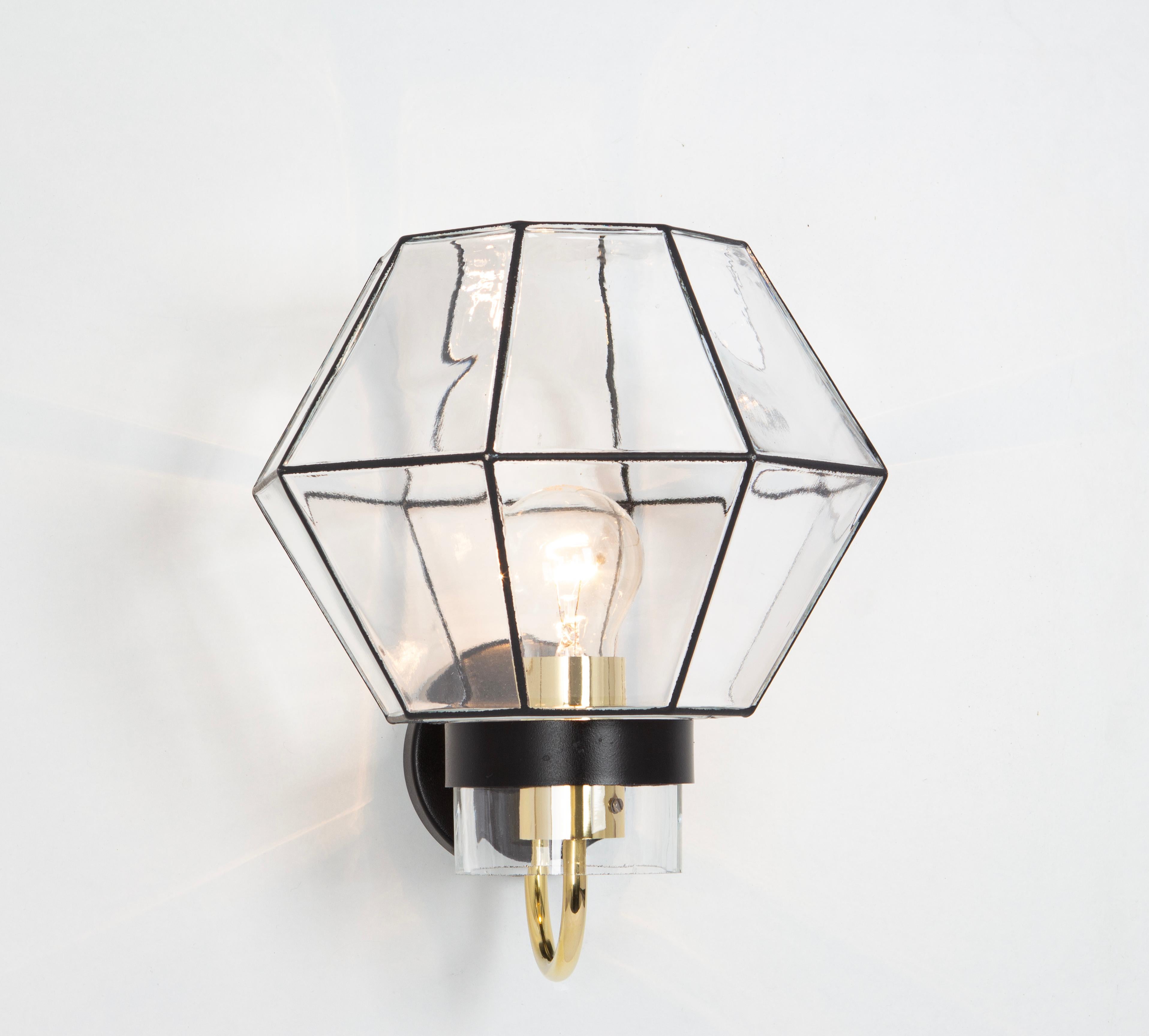 Late 20th Century Pair of Wall Lights Sconces Iron Glass by Limburg, Germany, 1960s