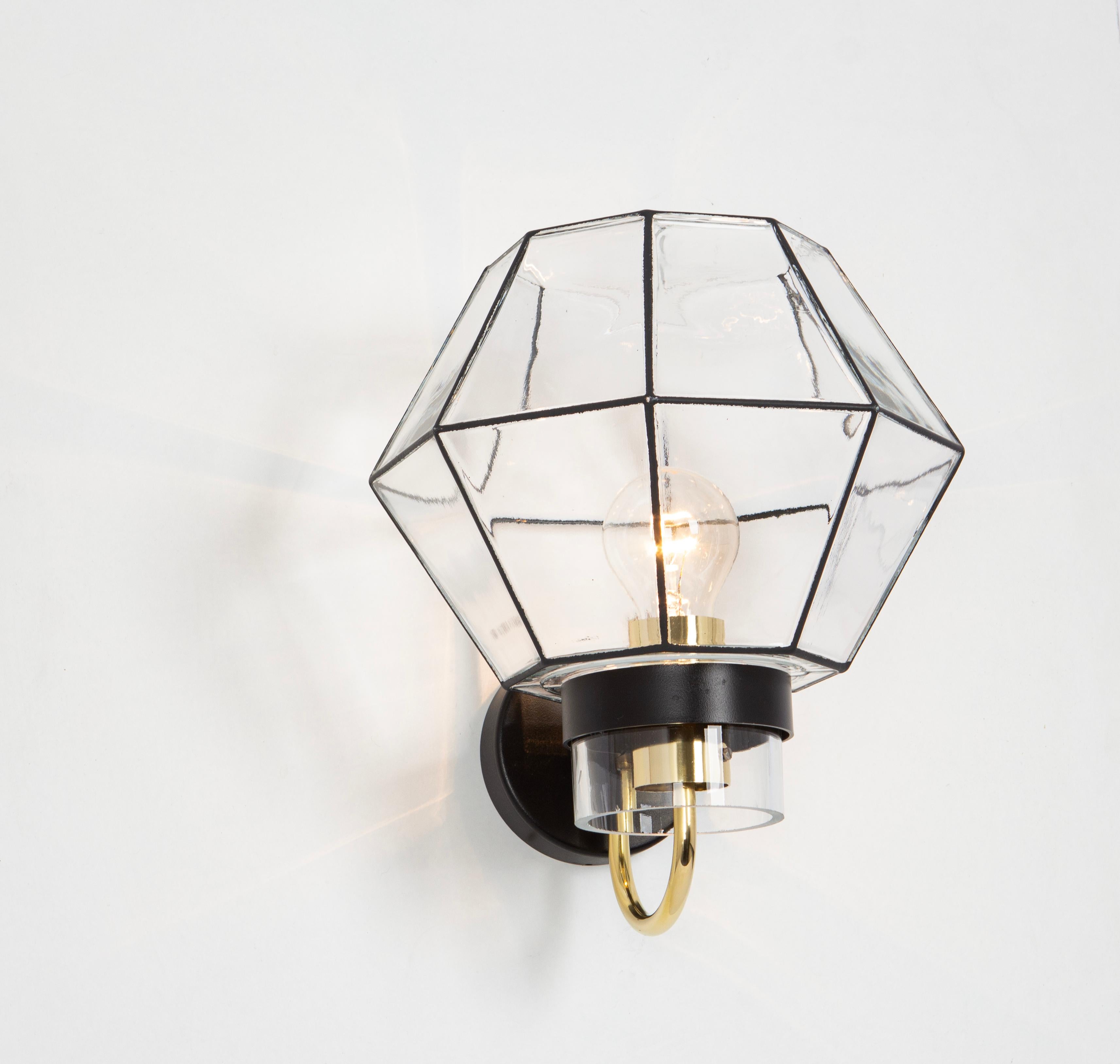 Metal Pair of Wall Lights Sconces Iron Glass by Limburg, Germany, 1960s