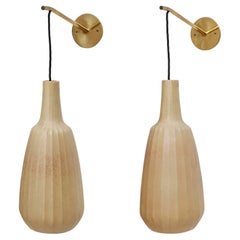 Pair of Wall Lights Sconces 'WILLIAMS' by J.T. Kalmar, Brass Cocoon, 1960s