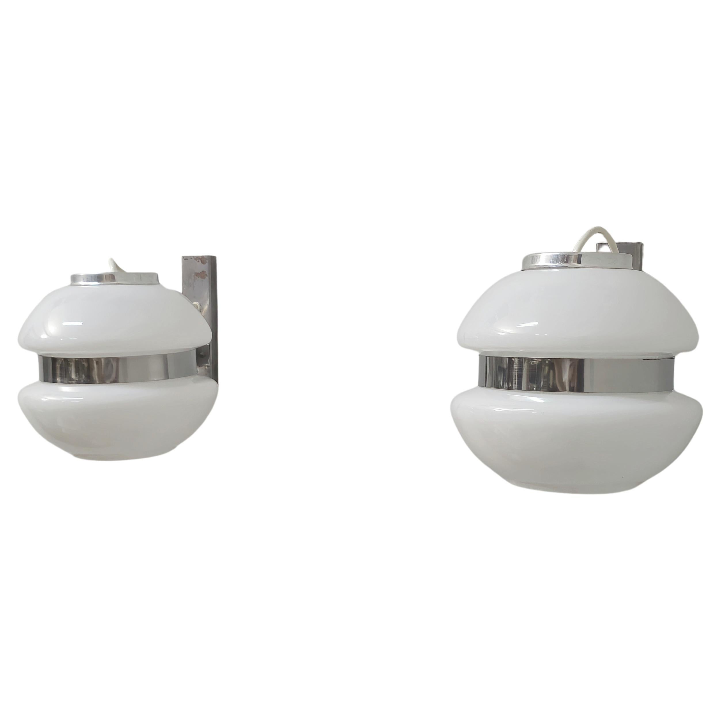 Pair of Wall Lights Style Gino Sarfatti Arteluce Midcentury Design Italy 1960s