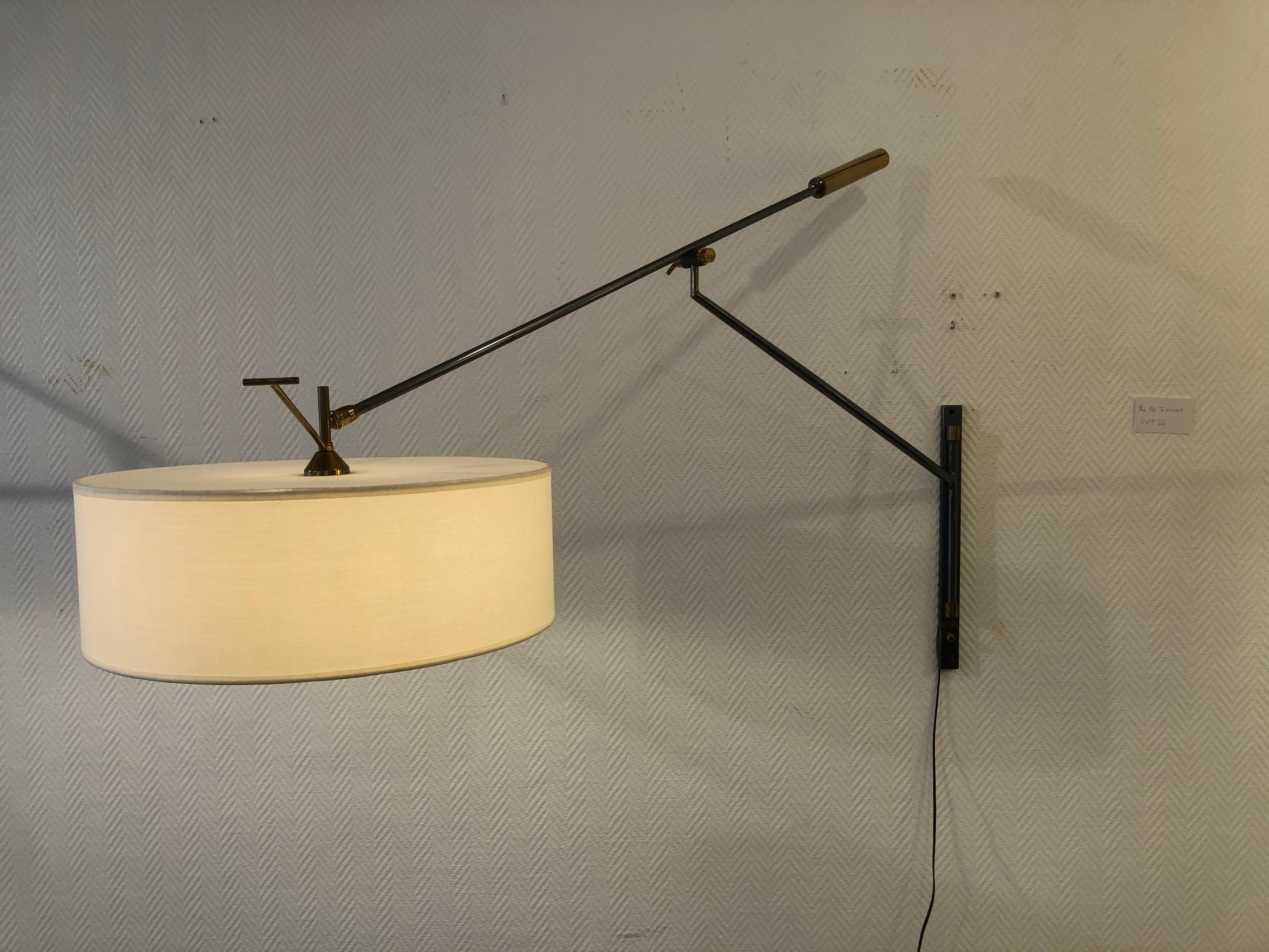 Mid-Century Modern Pair of Wall Lights with Adjustable Counterweight by Lunel, 1950