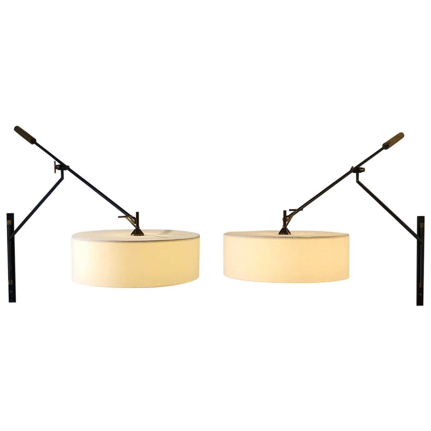 Pair of Wall Lights with Adjustable Counterweight by Lunel, 1950