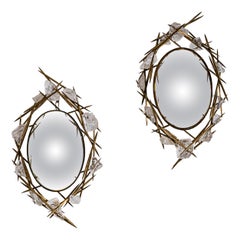 Coppia di specchi da parete con cristalli di quarzo di Füssinger & Wolff, Monaco, 2007