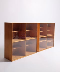 Pair of Wall Mount Display Cabinets in Pine by Mogens Koch, 1960s
