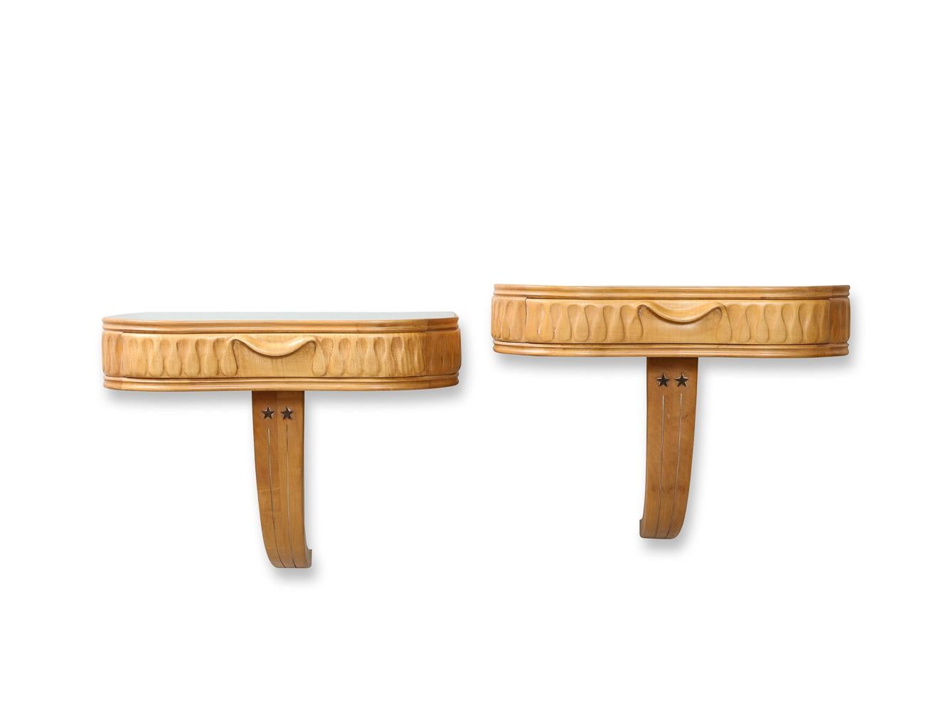 Mid-20th Century Pair of Wall-mounted Bedside Tables by Osvaldo Borsani for ABV For Sale