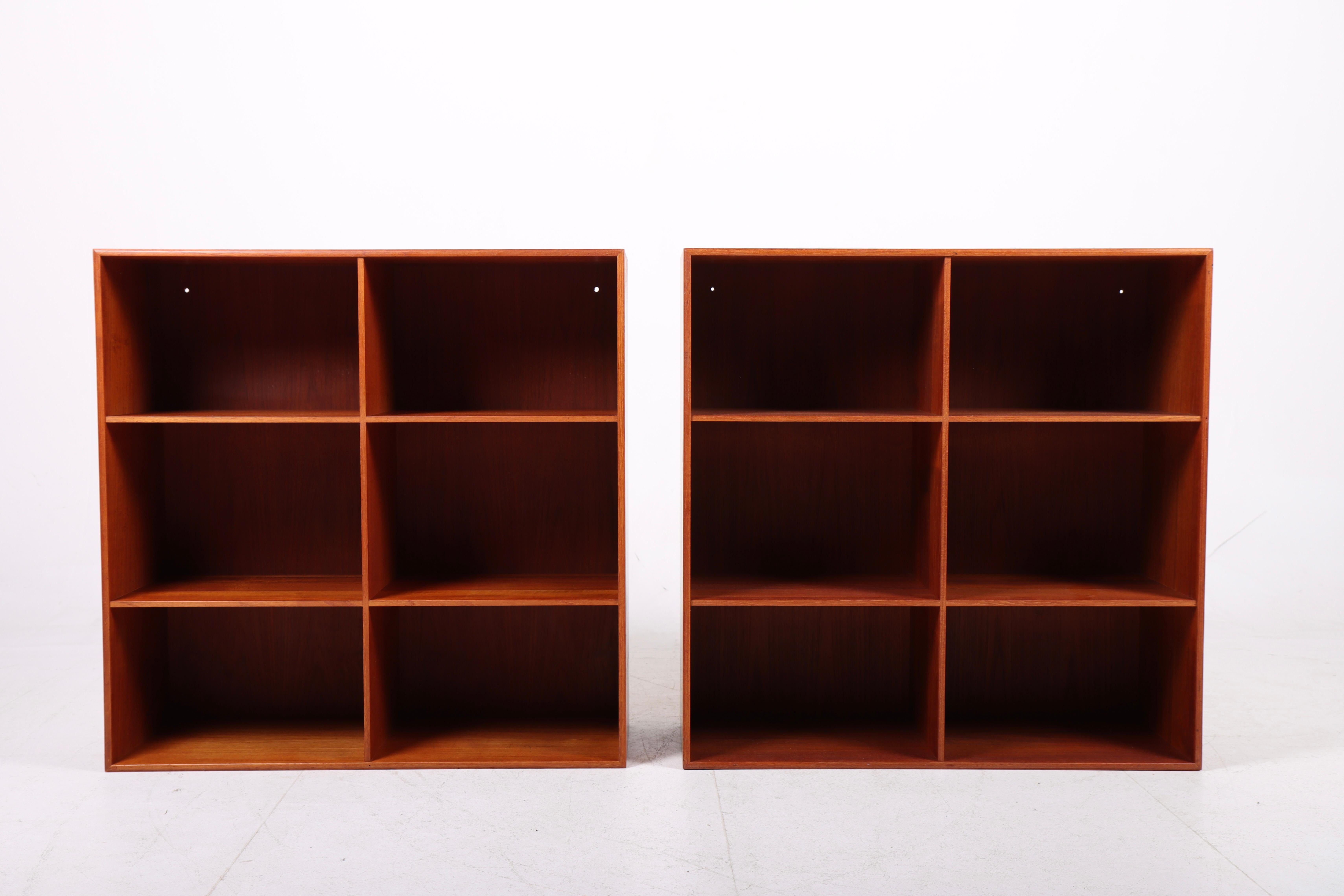 Scandinavian Modern Pair of Wall-Mounted Bookcases in Solid Teak by Mogensen Koch For Sale