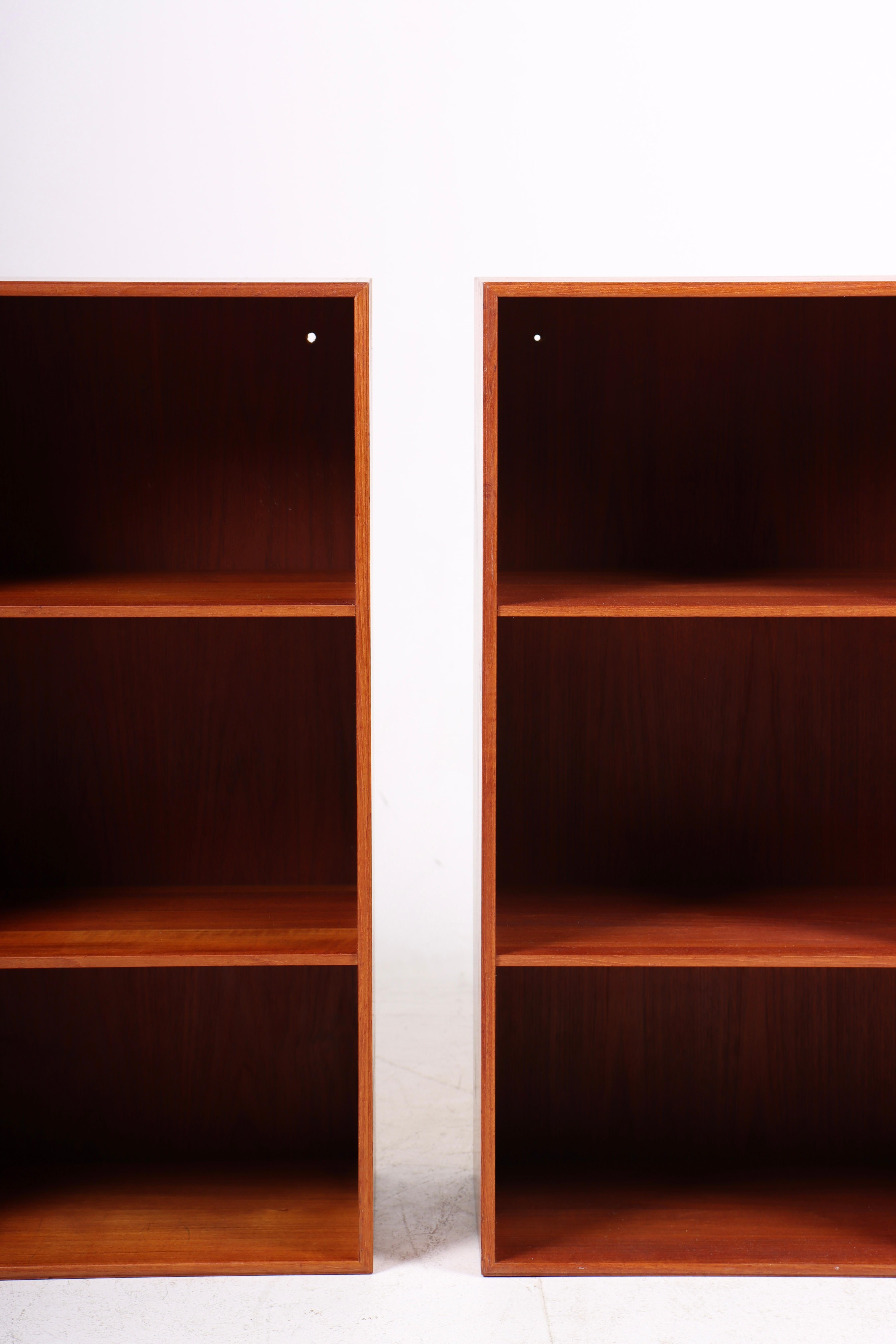 Scandinavian Pair of Wall-Mounted Bookcases in Solid Teak by Mogensen Koch For Sale