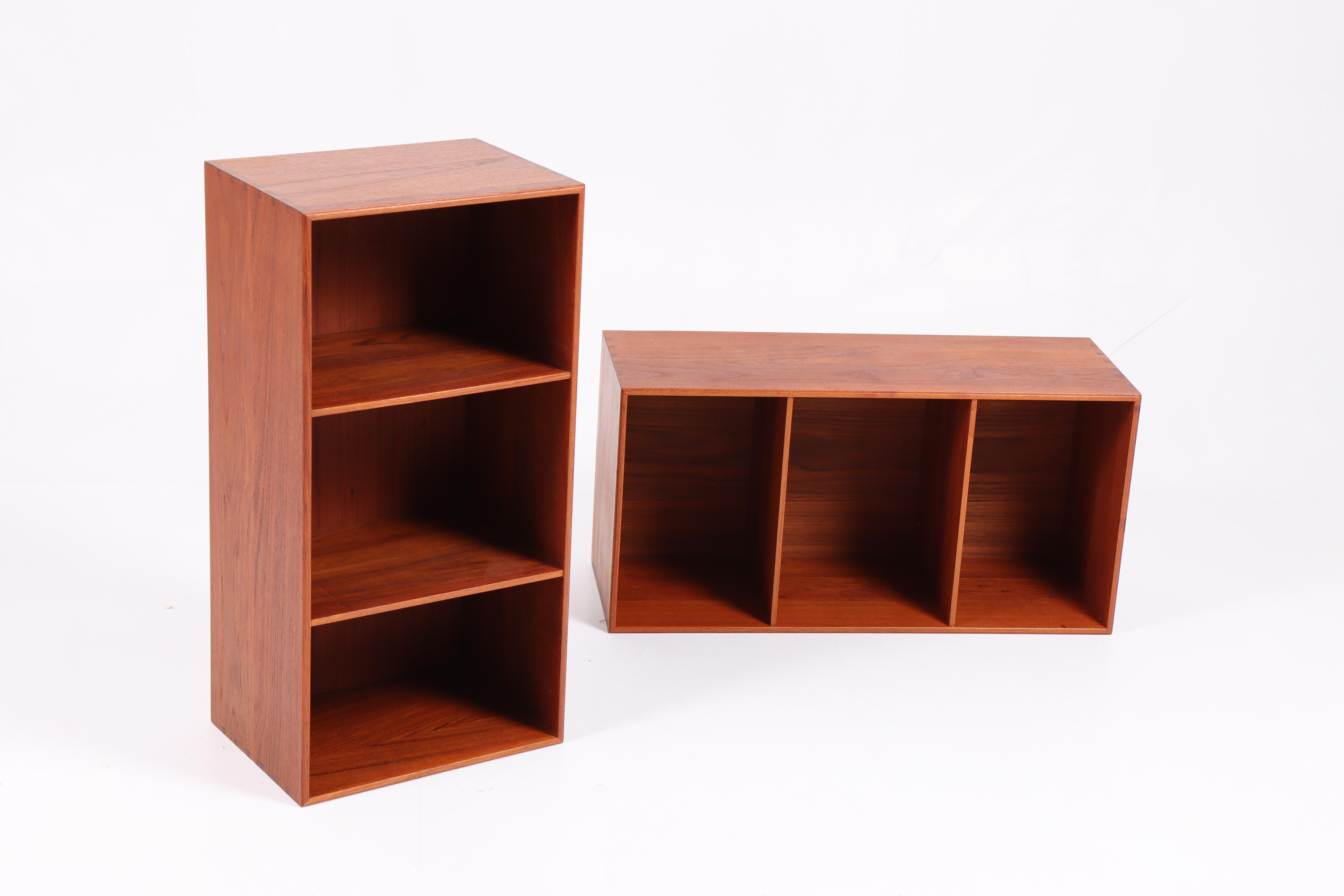 Pair of Wall-Mounted Bookcases in Solid Teak by Mogensen Koch For Sale 1