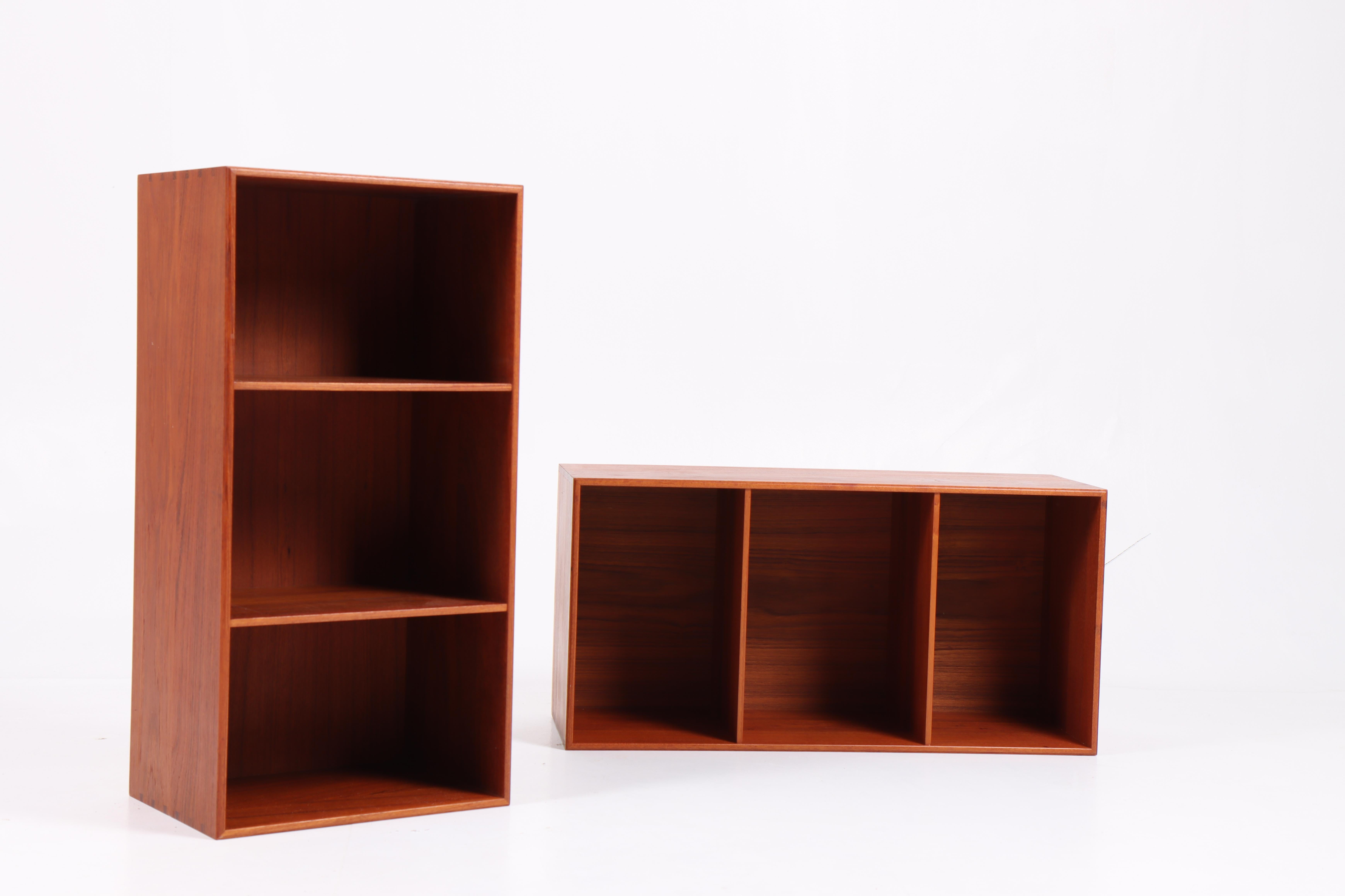 Pair of Wall-Mounted Bookcases in Solid Teak by Mogensen Koch For Sale 2