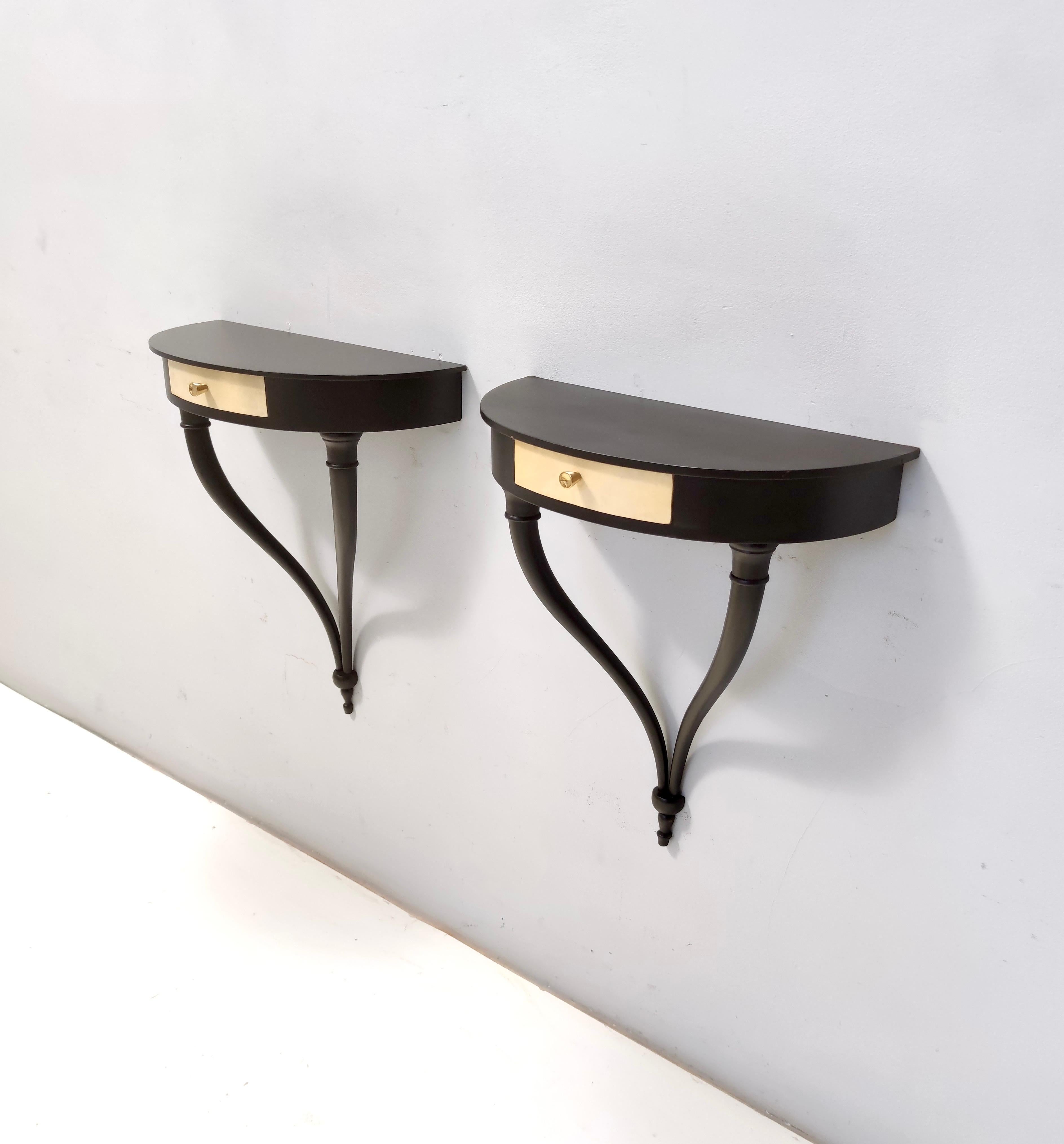 Pair of Wall-Mounted Console Tables / Nightstands by Guglielmo Ulrich, Italy In Excellent Condition In Bresso, Lombardy