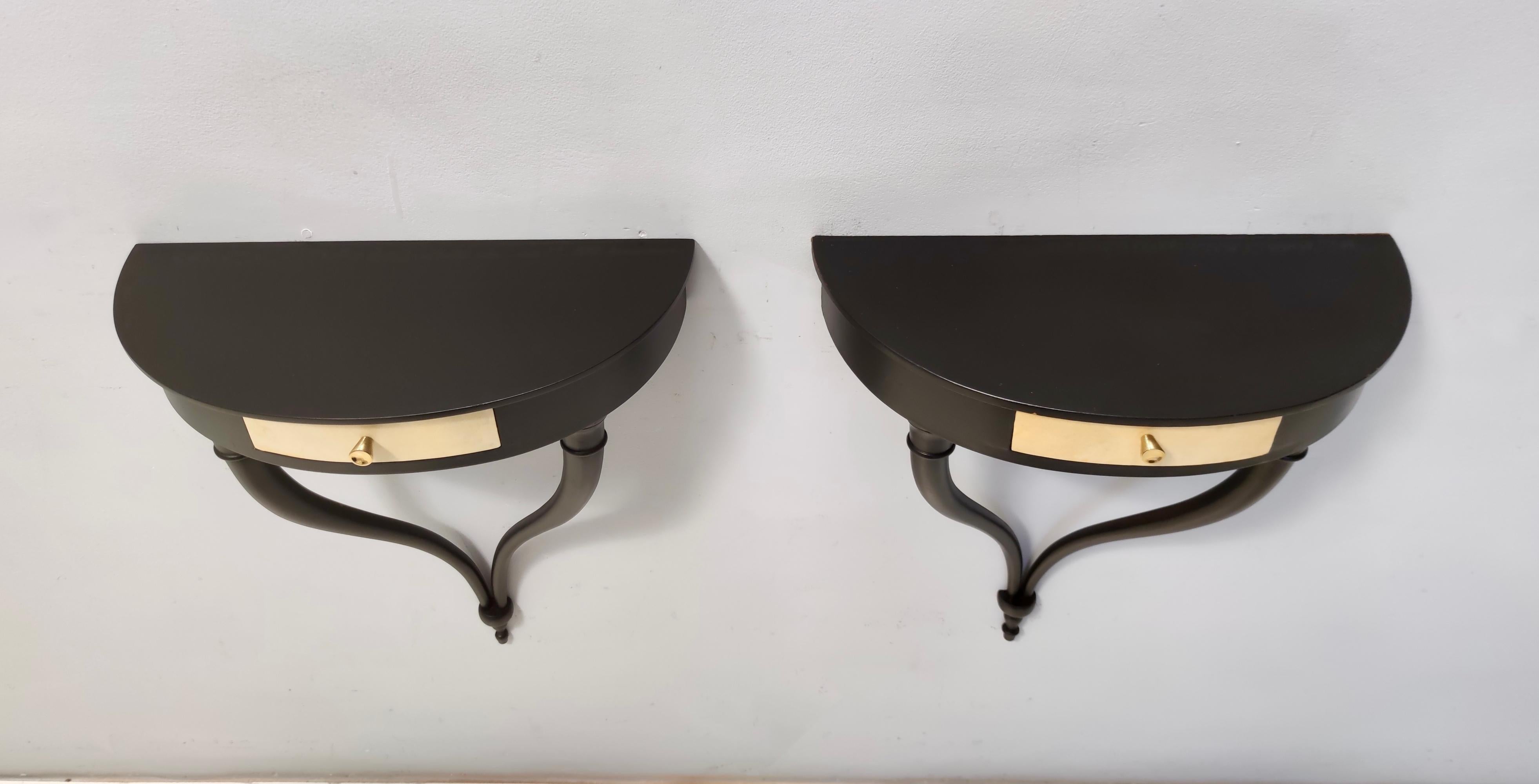 Pair of Wall-Mounted Console Tables / Nightstands by Guglielmo Ulrich, Italy 1