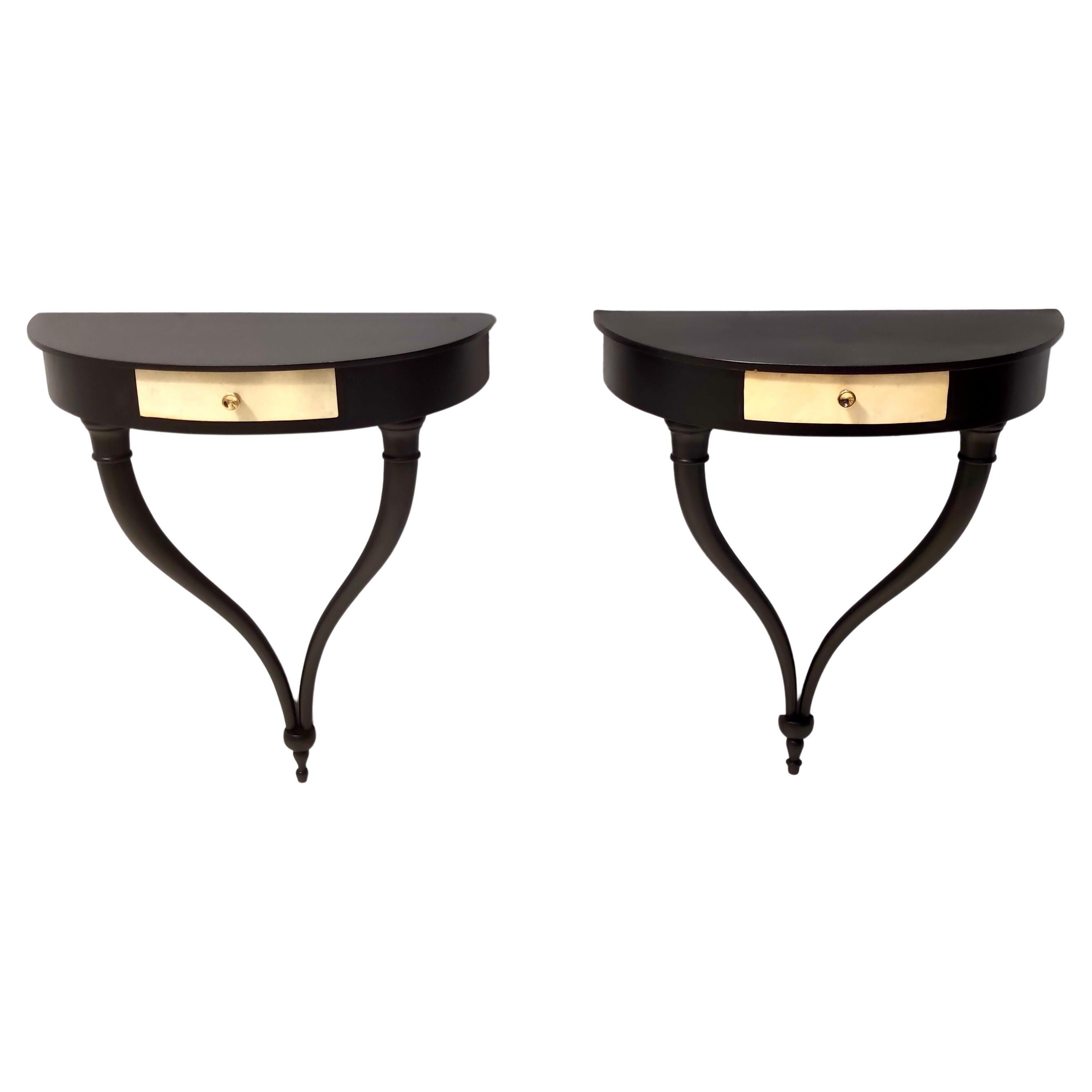Pair of Wall-Mounted Console Tables / Nightstands by Guglielmo Ulrich, Italy