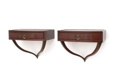 Pair of Wall-Mounted Mahogany Nightstands Ascribable to Ulrich, 1940s-1950s