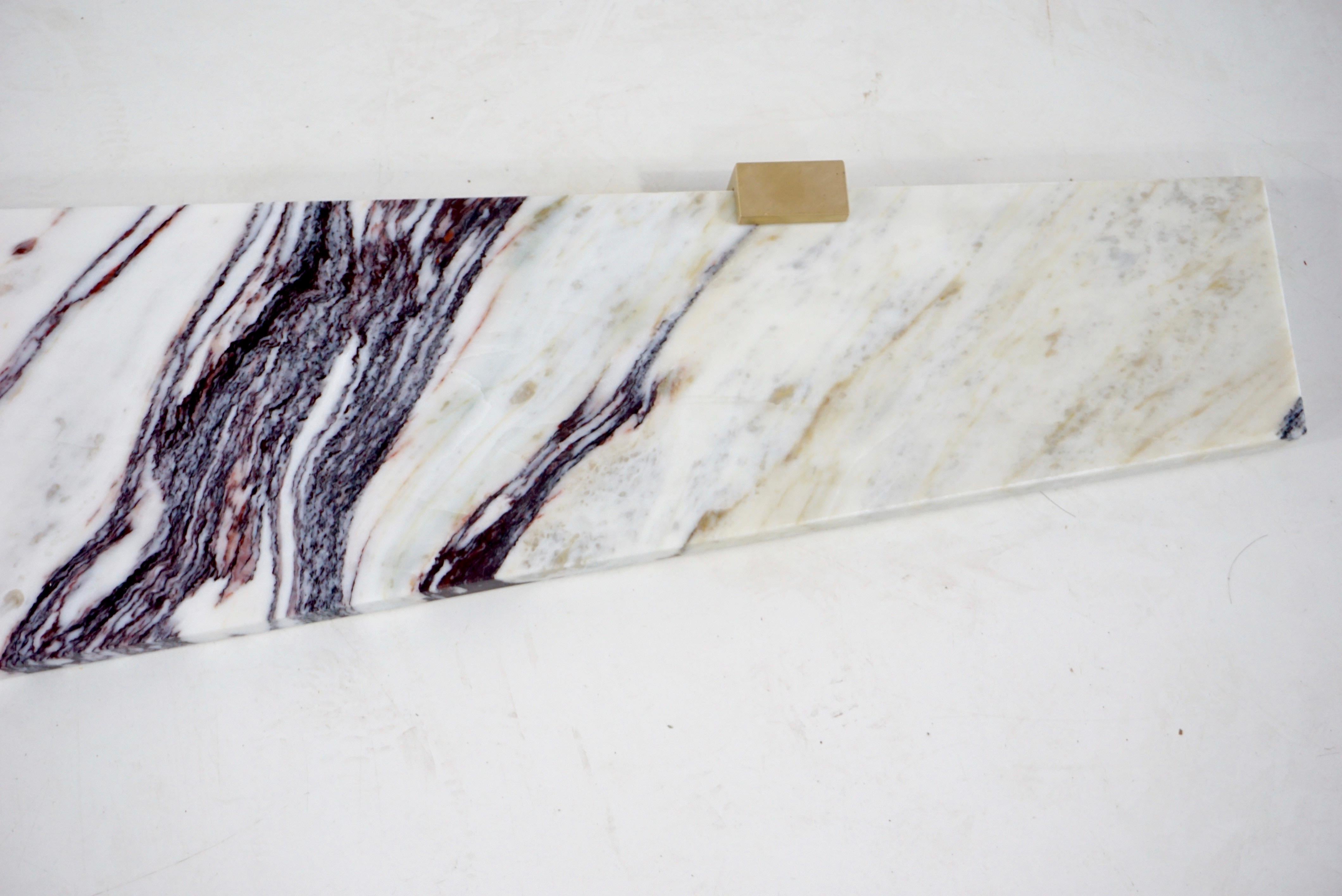 Coppia di console a muro in marmo e ottone 