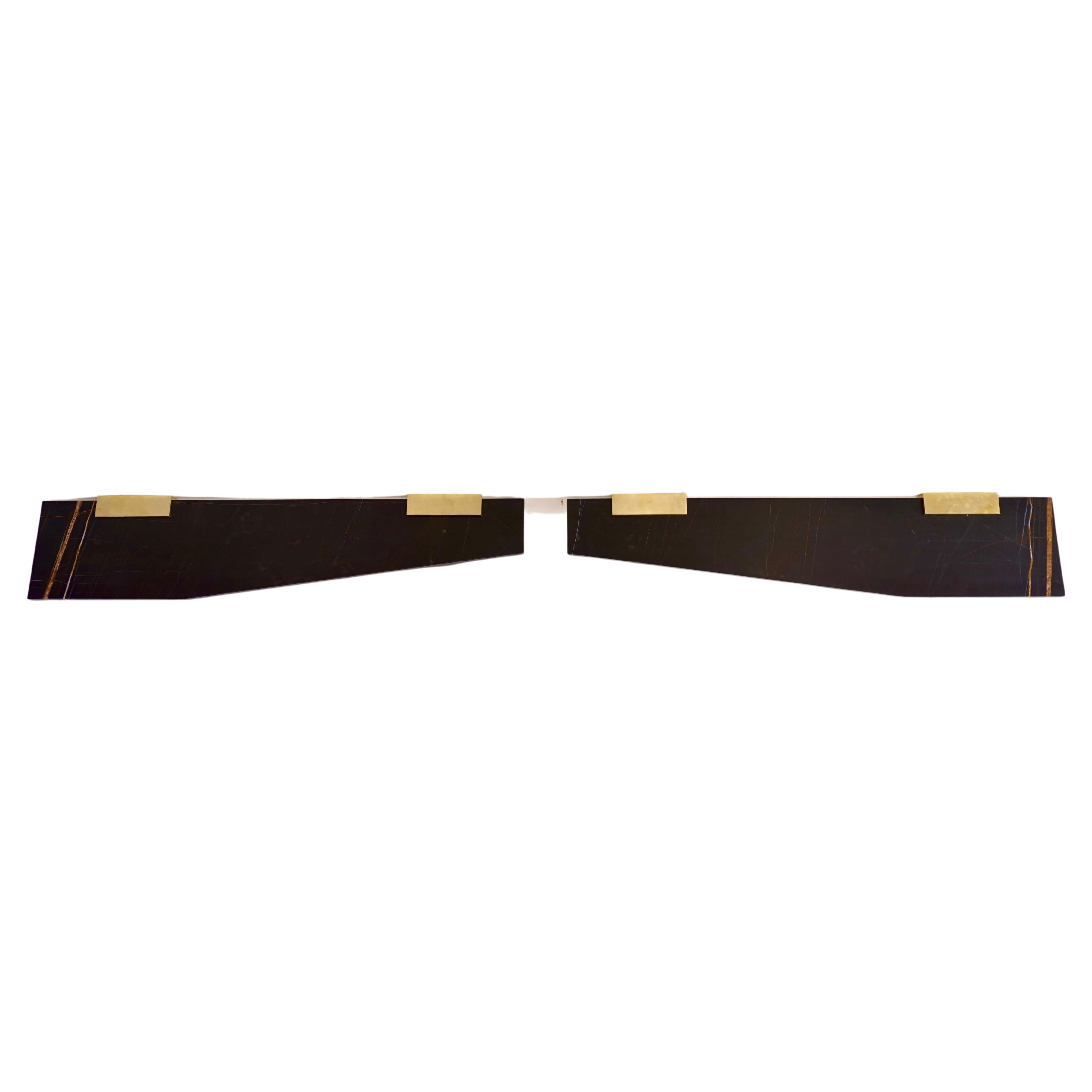 Pair of Wall Mounted Marble Brass Consoles "Icaro Wings" by Lorenzo Ciompi, 2022