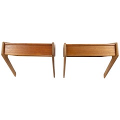 Pair of Wall Mounted Shelves with Drawer in Teak of Danish Design, 1960s