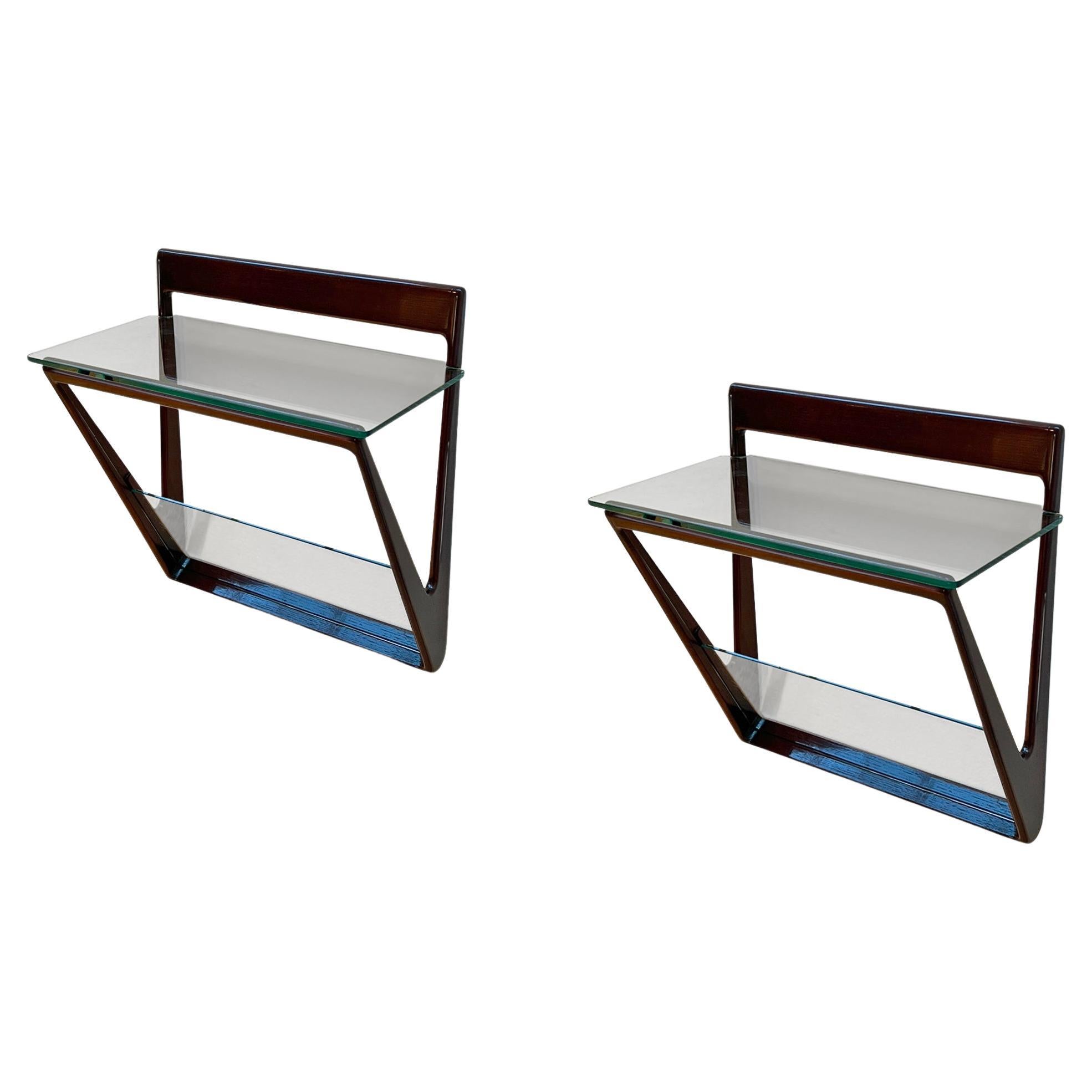 Pair of Wall-Mounted Side Tables by Pierluigi Giordani, 1950s For Sale