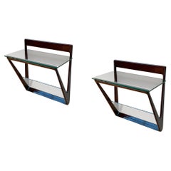 Vintage Pair of Wall-Mounted Side Tables by Pierluigi Giordani, 1950s